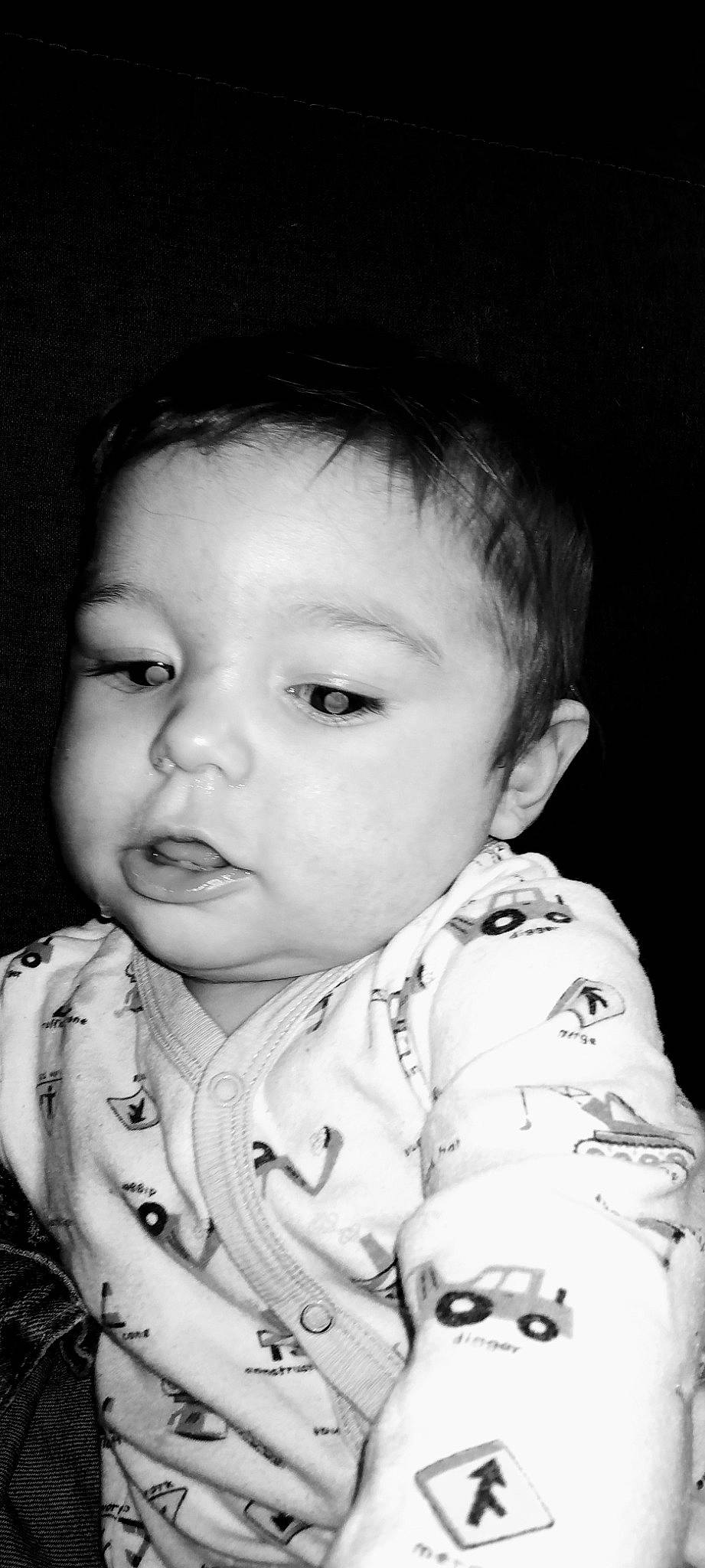 Jamison is registered to the contest to win money with this photo: baby, cheek, chin, ear, eye, eyebrow, eyelash, flash_photography, hairstyle, happy, human, human_body, iris, lip, mouth, neck, nose, person, photograph, skin