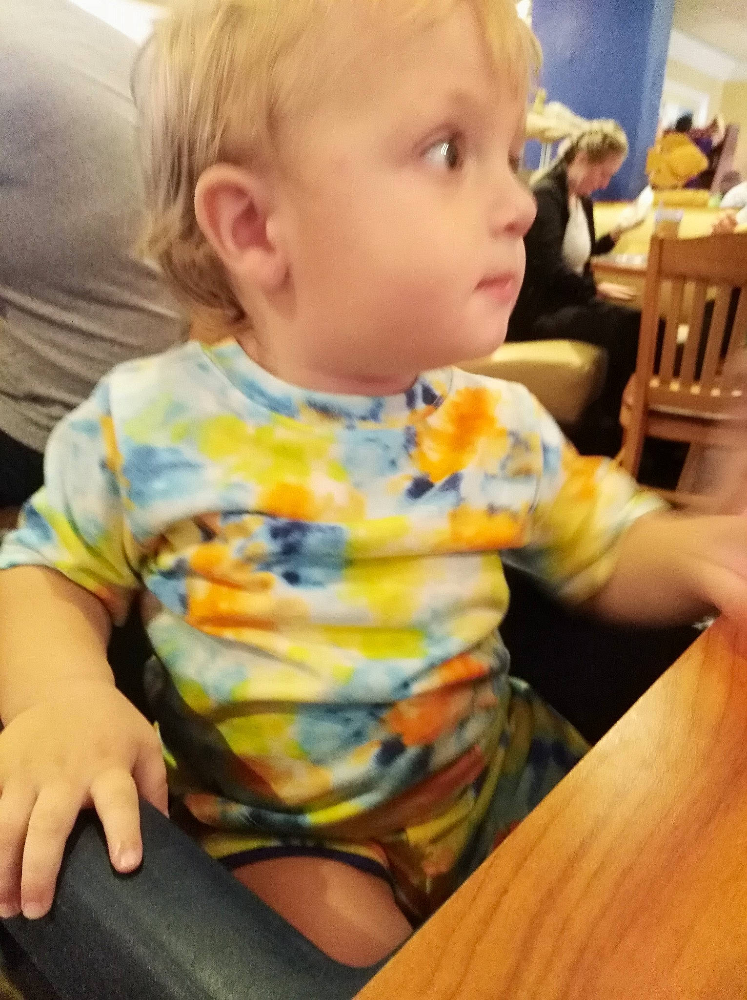 Gabriel joined the competition — help win amazing prizes! baby, baby_toddler_clothing, chair, cheek, child, eye, finger, flooring, fun, hairstyle, happy, head, person, skin, sleeve, snapshot, t_shirt, table, tableware, toddler