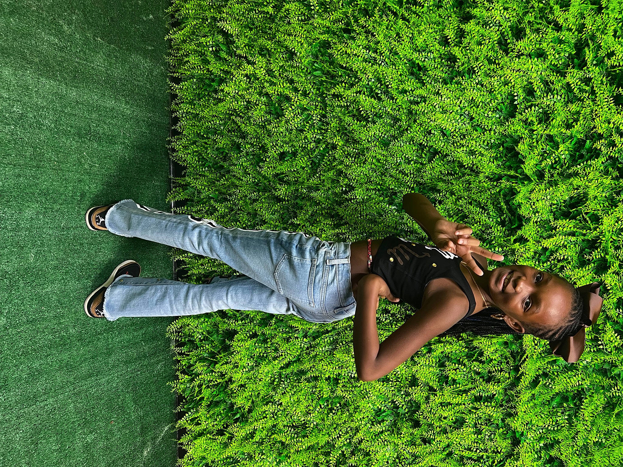 Justyce joined the competition — help win amazing prizes! denim, grass, grass_family, grassland, green, groundcover, happy, human_leg, joy, knee, landscape, lawn, leg, leisure, people_in_nature, person, plant, shorts, shrub, sunglasses