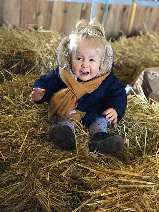 Agnieszka participe au concours pour gagner de l'argent avec cette photo : adaptation, agriculture, child, farm, field, flash_photography, fun, grass, grassland, happy, hay, landscape, people_in_nature, person, prairie, sitting, smile, soil, straw, toddler