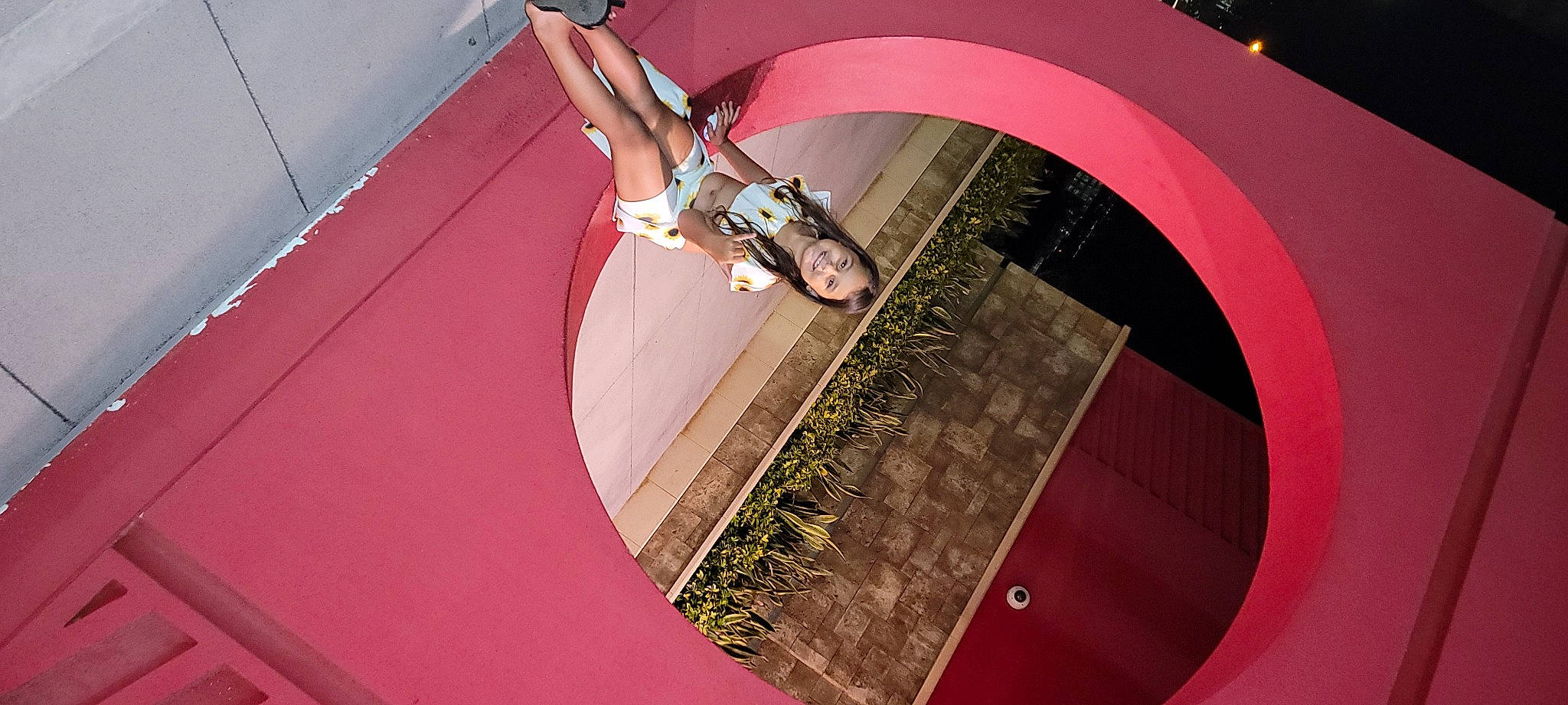 Lovely joined the competition — help win amazing prizes! art, automotive_design, carmine, ceiling, circle, elbow, foot, graphic_design, graphics, human_leg, joy, knee, leisure, magenta, material_property, person, pink, sandal, space, stairs