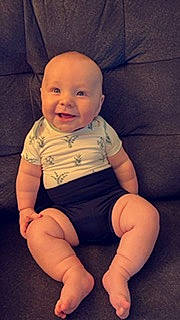 King joined the competition — help win amazing prizes! baby, baby_toddler_clothing, cheek, chin, comfort, cool, electric_blue, eye, finger, flash_photography, happy, iris, joy, mouth, nose, person, skin, sleeve, smile, t_shirt