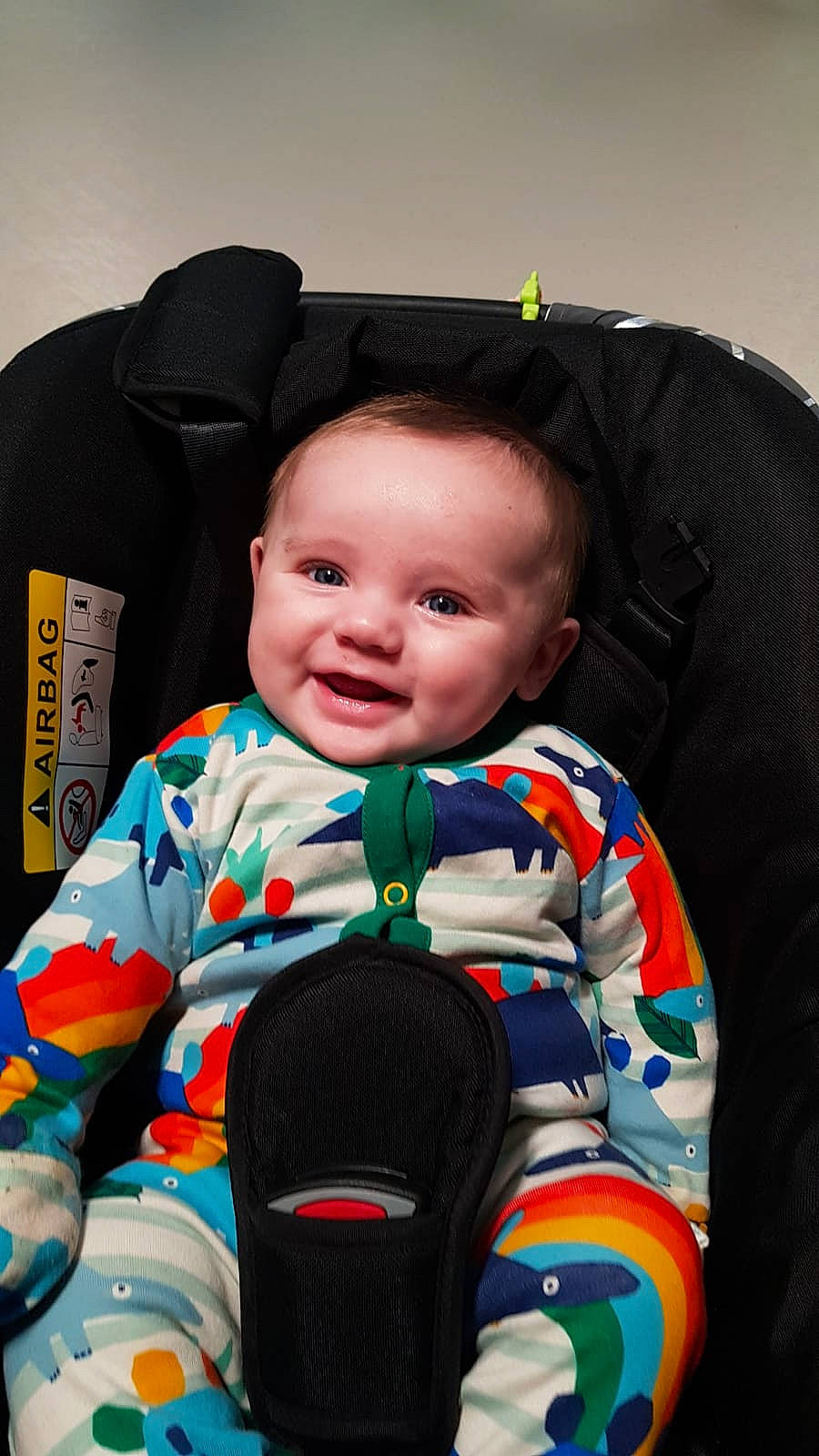Brody is registered to the contest to win money with this photo: auto_part, baby, baby_carriage, baby_in_car_seat, baby_products, baby_toddler_clothing, car_seat, car_seat_cover, cheek, child, comfort, electric_blue, fun, happy, joy, outerwear, person, seat_belt, sitting, sleeve