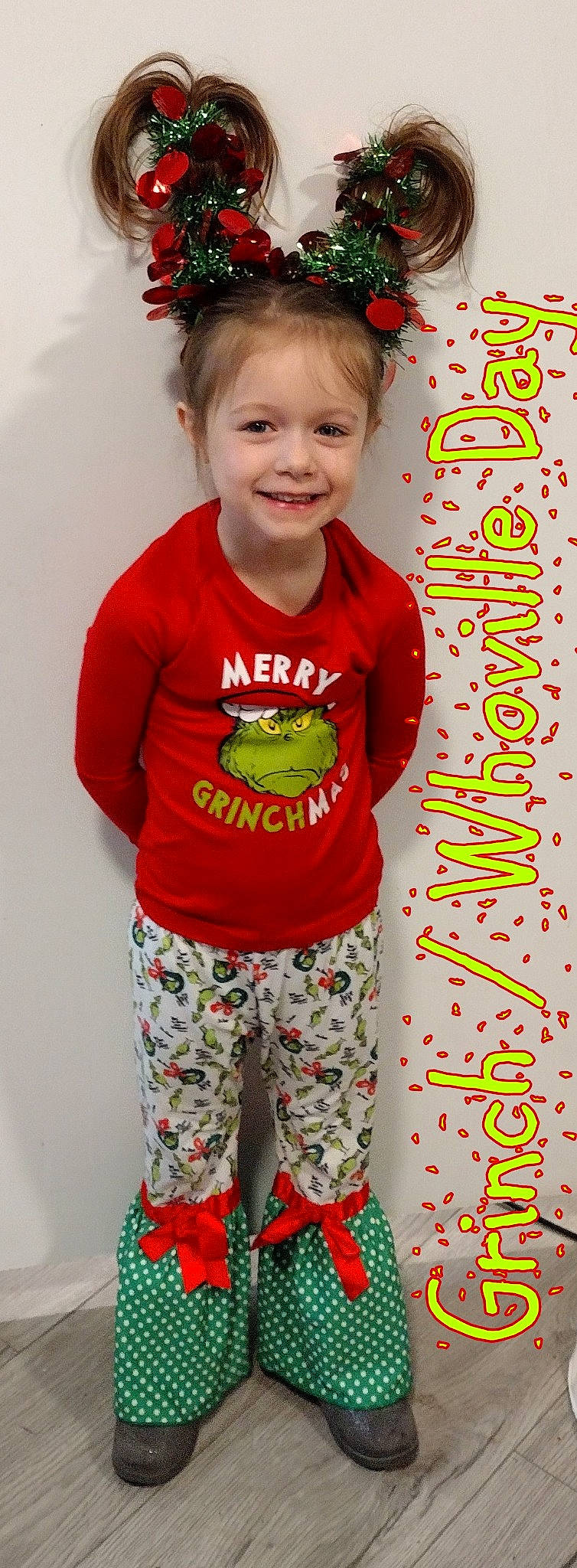 Cheyann is registered to the contest to win money with this photo: active_shirt, baby_toddler_clothing, child, face, font, hairstyle, happy, head, joy, long_sleeved_t_shirt, pajamas, pattern, person, red, sleeve, smile, sportswear, t_shirt, textile, toddler