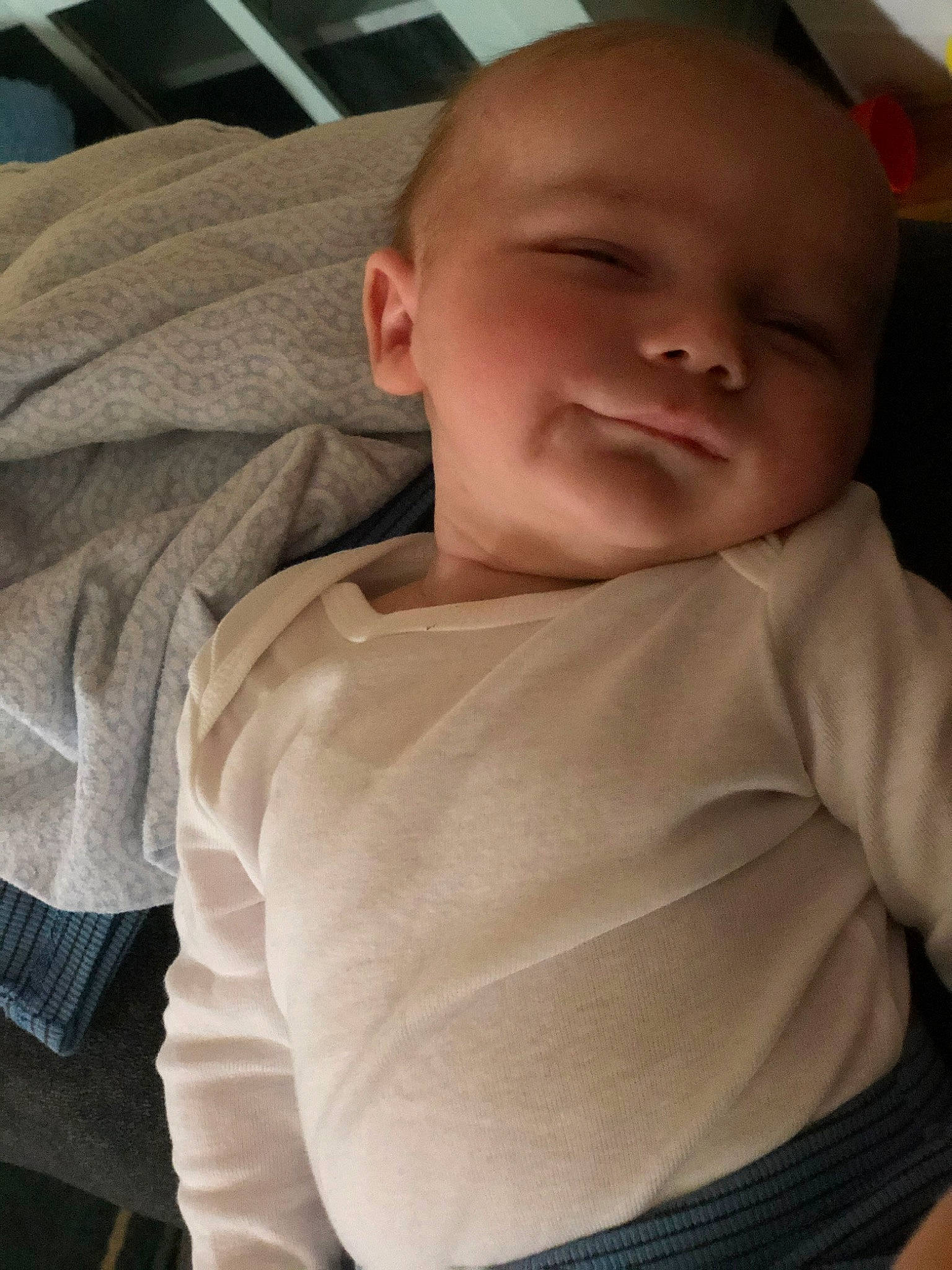 Connor is registered to the contest to win money with this photo: abdomen, arm, baby, cheek, child, chin, ear, face, head, mouth, neck, nose, person, skin, smile, toddler, trunk