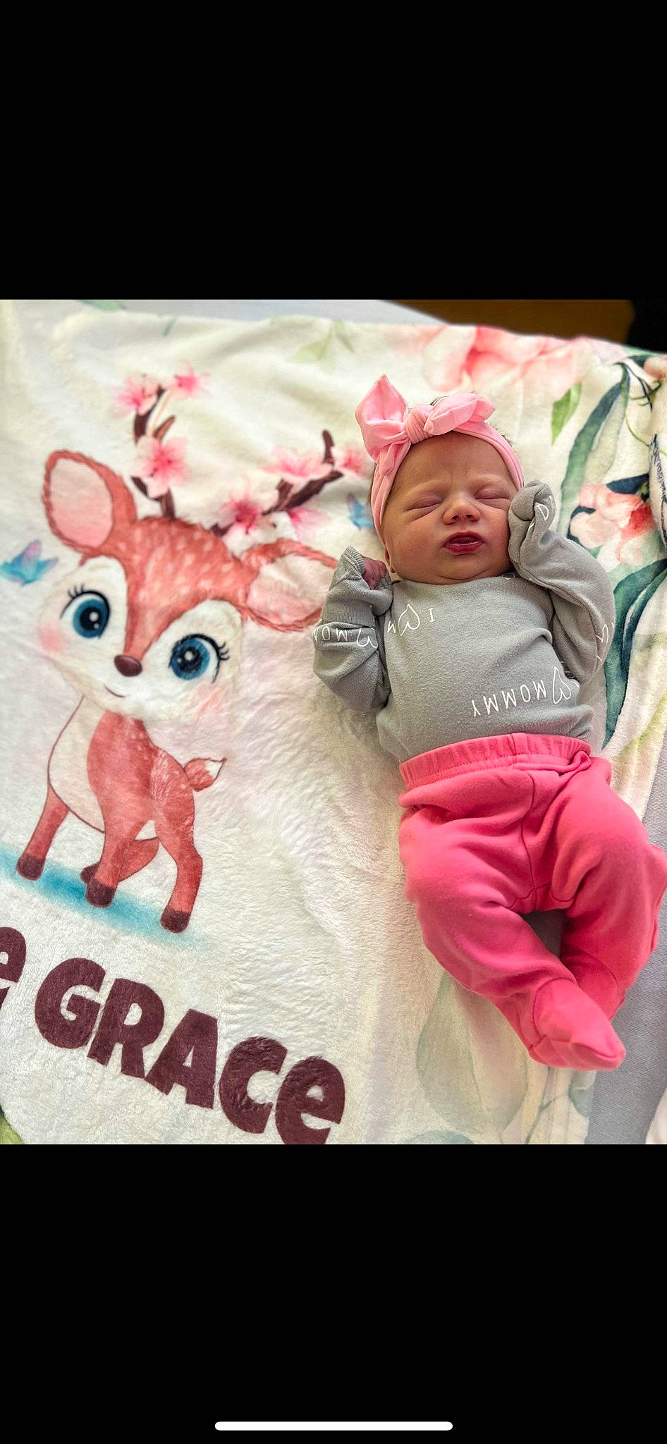 Sadie joined the competition — help win amazing prizes! baby, baby_products, baby_sleeping, baby_toddler_clothing, child, comfort, font, happy, linens, magenta, mammal, person, photo_caption, pink, product, sleeve, stuffed_toy, t_shirt, textile, toddler