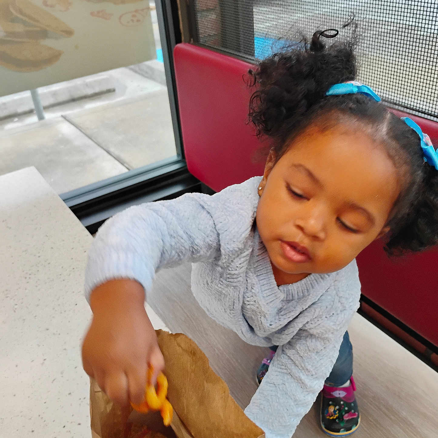 Deara joined the competition — help win amazing prizes! bag, bodypart, child, clothing, couch, face, female, finger, food, footwear, furniture, girl, hand, hardwood, head, person, plywood, shoe, sneaker, wood