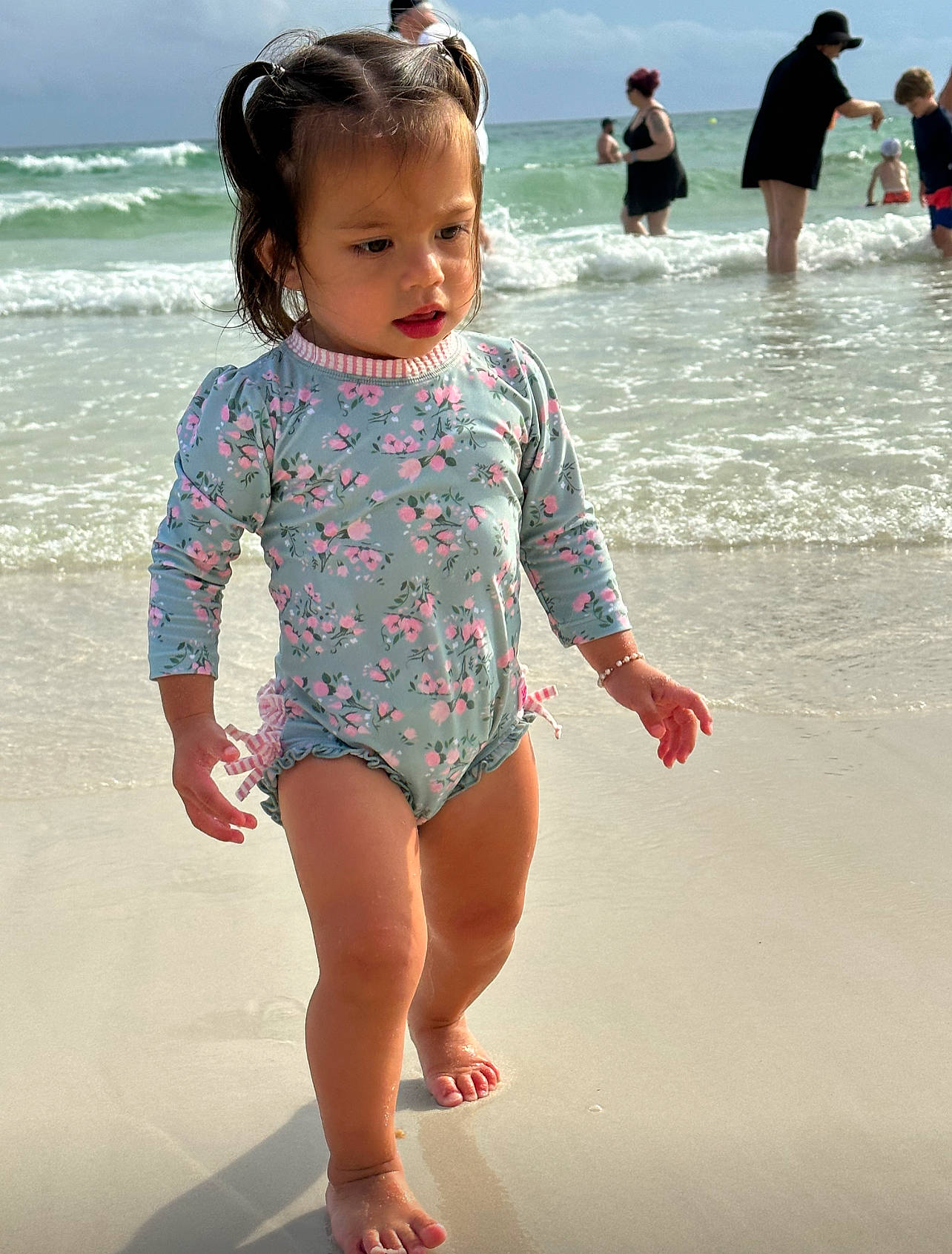 Amaya joined the competition — help win amazing prizes! baby_toddler_clothing, beach, beauty, child, clothing, fun, happy, monokini, one_piece_swimsuit, pattern, people, people_on_beach, person, recreation, sky, sleeve, summer, thigh, toddler, under_exposed