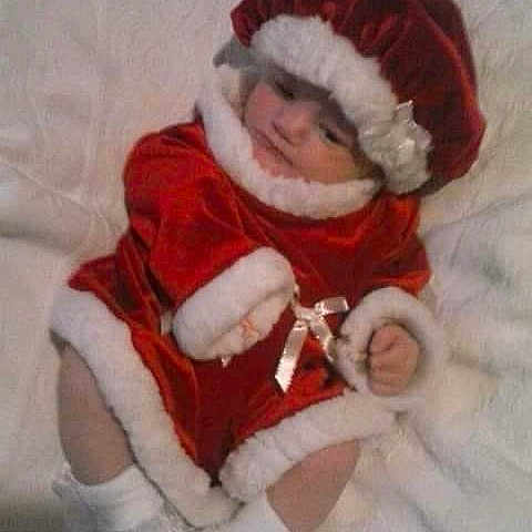 Nevaeh joined the competition — help win amazing prizes! christmas, fictional_character, lap, person, product, santa_claus, toddler