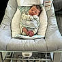 Annalise is registered to the contest to win money with this photo: baby, newborn, baby_rocker, infant, sleeping, smile, onesie, mittens, cushion, fabric, face, feet, hair, indoor, furniture, carpet, sofa, person, child, resting
