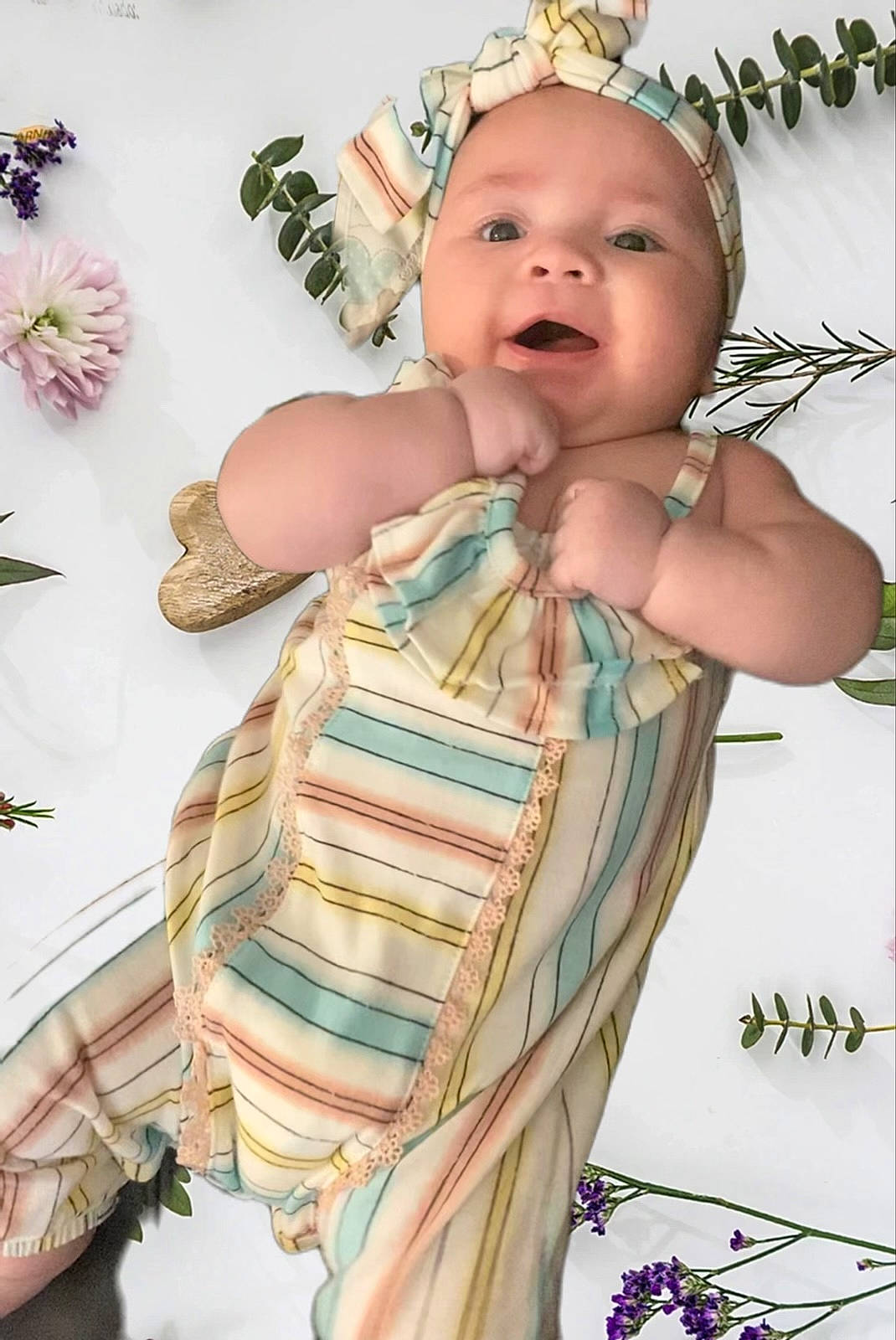 Kaliyah Elena Hampton joined the competition — help win amazing prizes! baby, baby_products, baby_toddler_clothing, child, costume_hat, design, fashion_accessory, fashion_design, happy, headwear, jewellery, pattern, person, pink, product, skin, sleeve, smile, textile, thigh