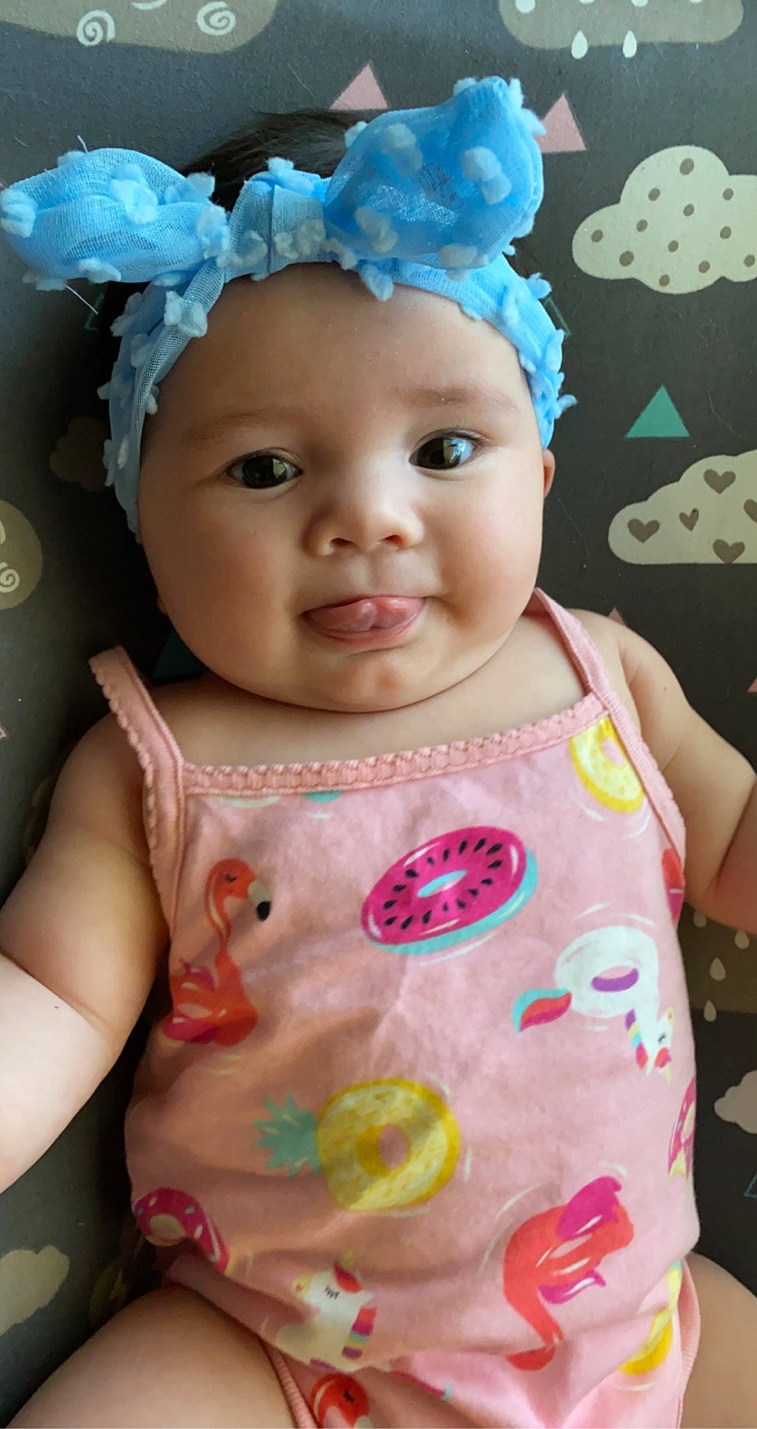 Kaliyah Elena Hampton joined the competition — help win amazing prizes! baby, baby_toddler_clothing, blue, cheek, chin, dress, eyelash, face, hairstyle, happy, hat, head, headwear, lip, organ, person, pink, product, skin, sleeve