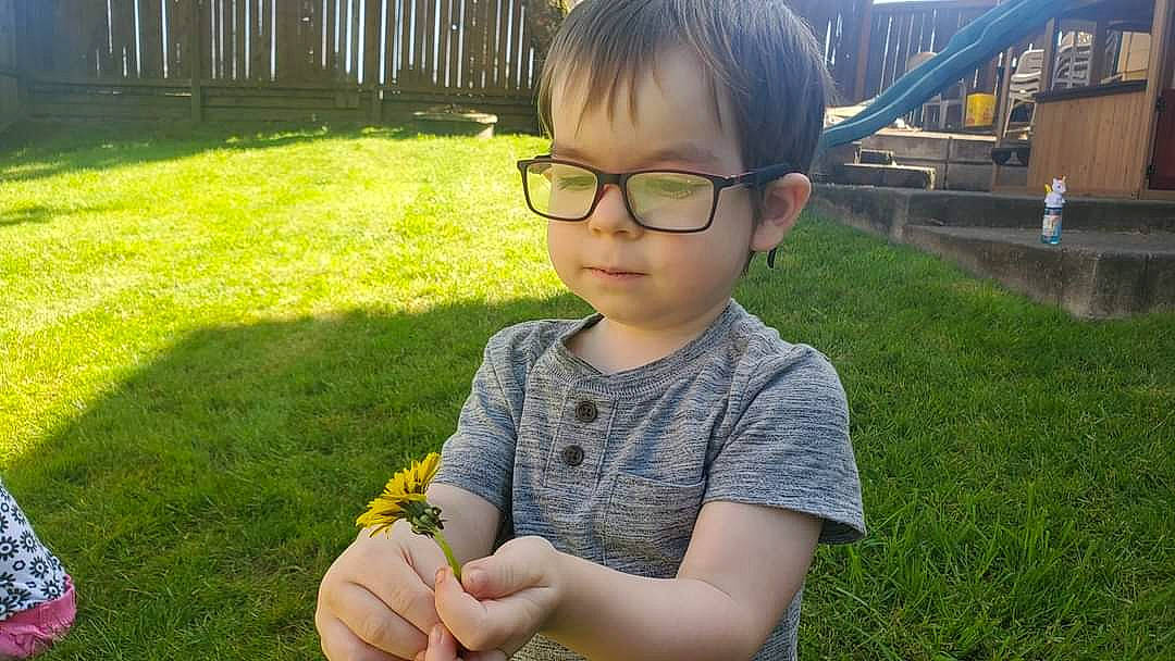 Ronin joined the competition — help win amazing prizes! eyewear, finger, fun, glasses, grass, grass_family, green, hand, happy, lawn, leaf, leisure, meadow, people_in_nature, person, plant, summer, t_shirt, thumb, toddler