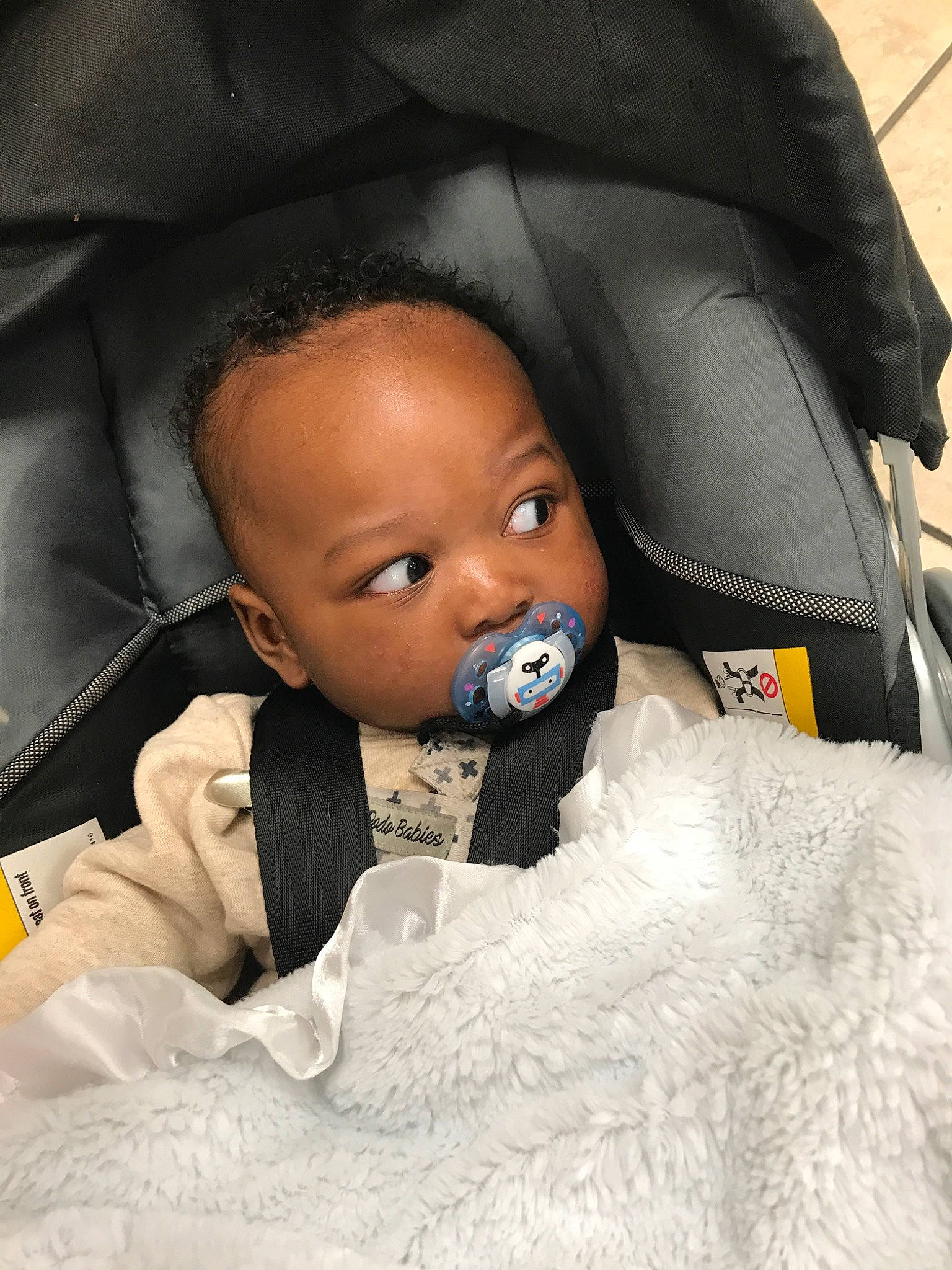 Jaylon joined the competition — help win amazing prizes! baby, car_seat, child, head, joy, nose, person, toddler