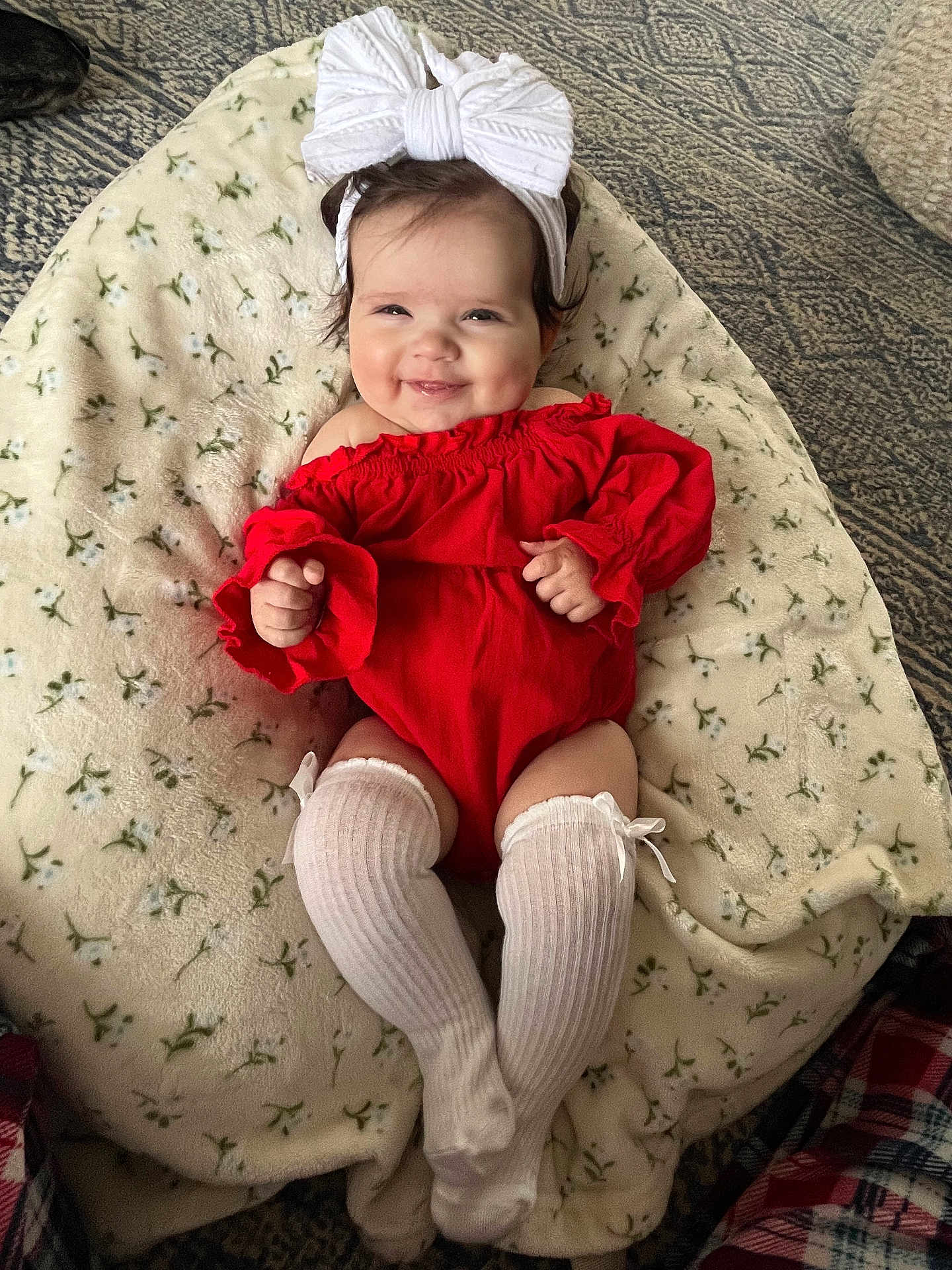 Willow joined the competition — help win amazing prizes! baby, blanket, clothing, coat, costume, couch, cushion, face, furniture, happy, hat, head, homedecor, hosiery, jacket, person, photography, portrait, smile, sock