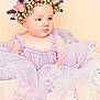 Lillian joined the competition — help win amazing prizes! baby, child, flower_crown, lavender_dress, pink_roses, purple_flowers, fluffy_tulle, cute, portrait, infant, soft_lighting, pastel_background, chubby_cheeks, sitting, adorable, decorative, headwear, smiling, young_child, innocent