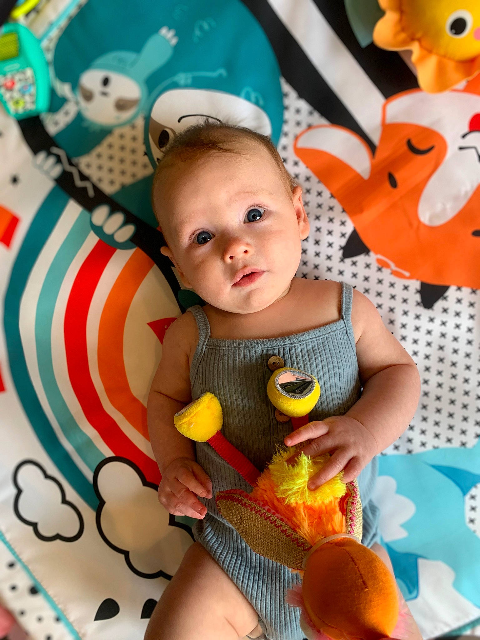 Zaelyn joined the competition — help win amazing prizes! baby, baby_products, baby_toddler_clothing, baby_toys, cheek, child, doll, fashion_accessory, fun, happy, linens, orange, pattern, person, play, sitting, skin, stuffed_toy, textile, toddler