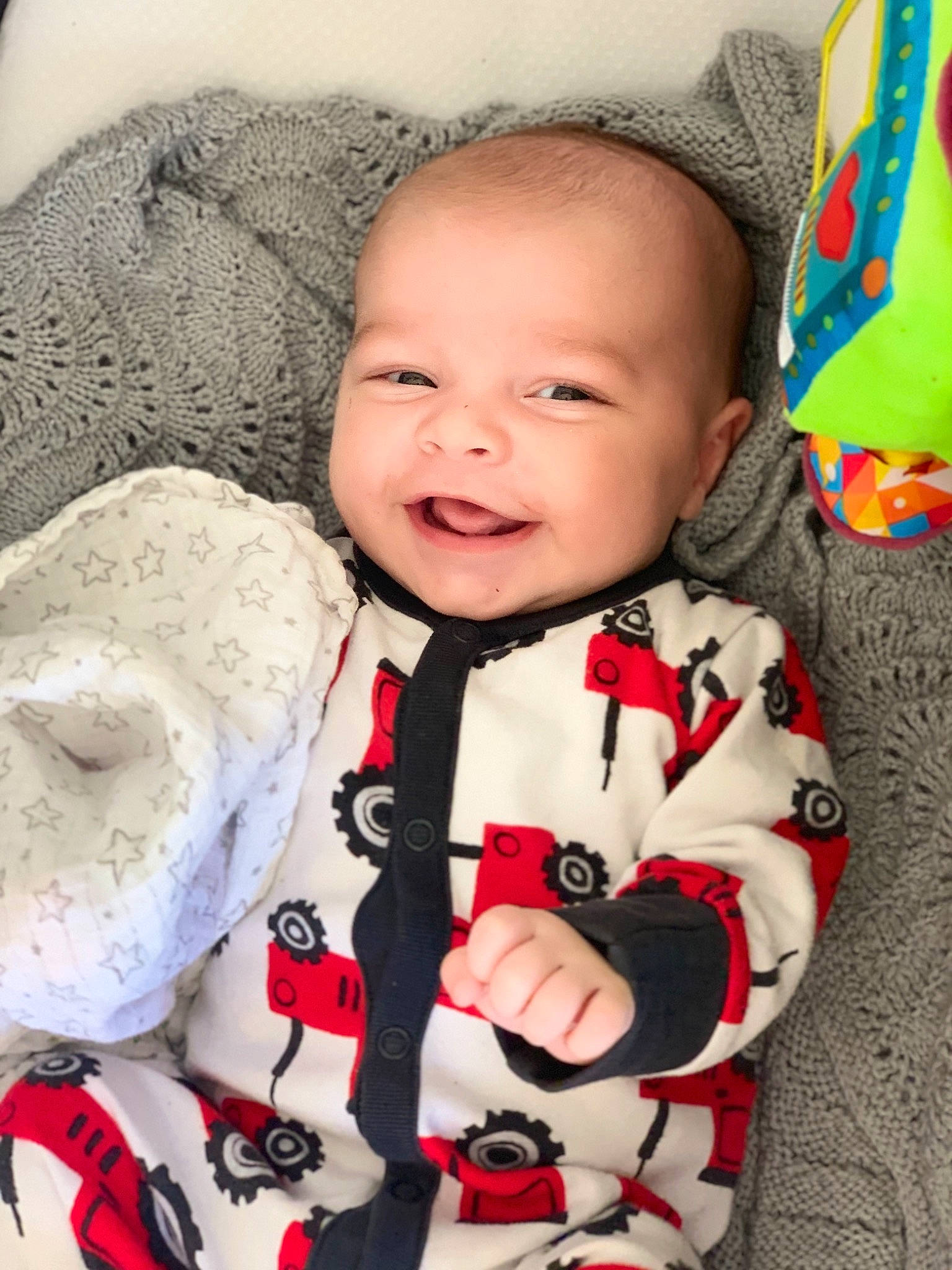 Finnegan joined the competition — help win amazing prizes! baby, baby_in_car_seat, baby_toddler_clothing, cheek, child, face, head, lip, nose, outerwear, person, play, skin, smile, textile, toddler