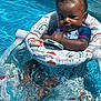 baby, pool, water, floatie, splash, child, summer, outdoor, swimming, toys, colorful, sunlight, sitting, infant, play, relaxation, fun, cute, blue, water_splash