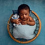 baby, sleeping, basket, blue_blanket, knitted_teddy, soft_texture, infant, peaceful, cozy, portrait, child, cute, newborn, wrapped, hand, closed_eyes, fuzzy, warm, homedecor, studio