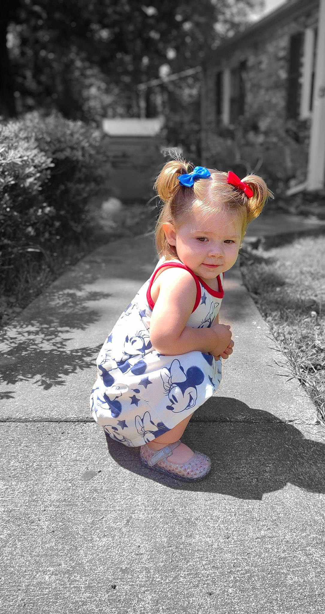 Mackenzie joined the competition — help win amazing prizes! asphalt, baby, baby_toddler_clothing, child, electric_blue, eyewear, fun, grass, happy, human_leg, leisure, pattern, person, personal_protective_equipment, plant, play, recreation, sandal, shoe, sitting