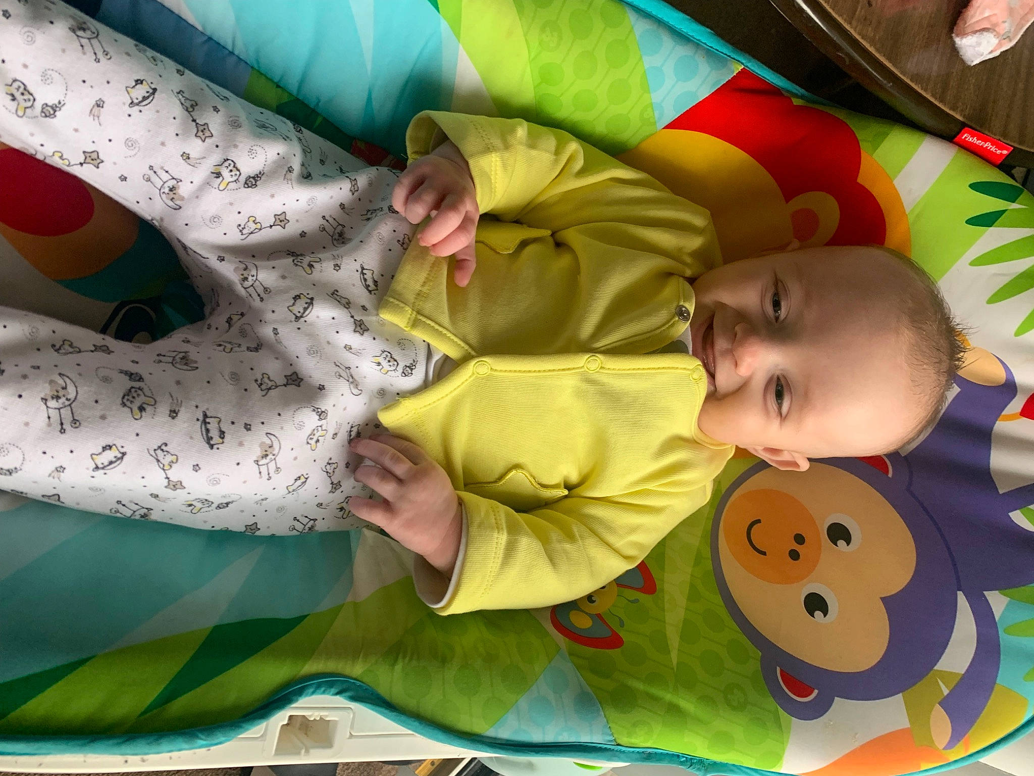 Delilah-rose joined the competition — help win amazing prizes! art, baby, baby_products, baby_toddler_clothing, child, comfort, facial_expression, fun, grass, green, happy, human, leisure, linens, pattern, person, play, product, room, textile