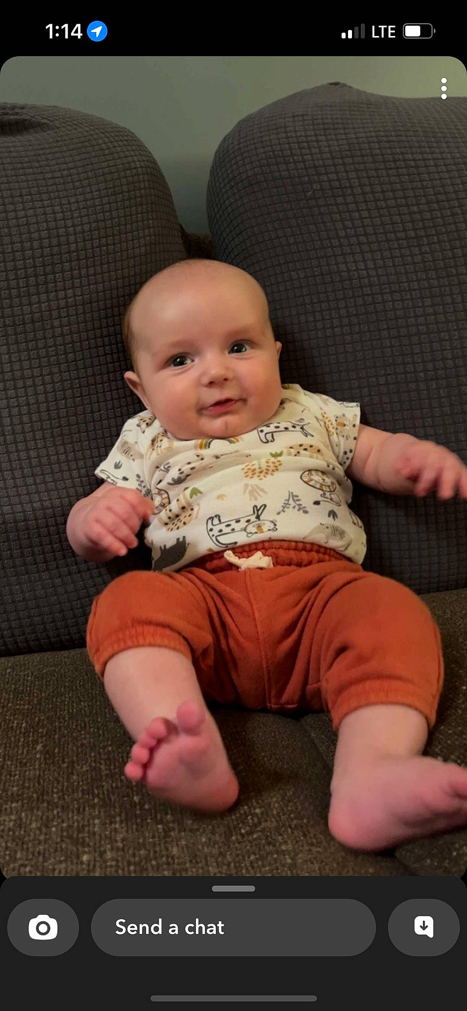 Mason joined the competition — help win amazing prizes! baby, baby_toddler_clothing, barefoot, cheek, comfort, eye, finger, floor, flooring, foot, happy, human_leg, knee, lap, person, skin, sleeve, t_shirt, thigh, toddler