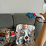 Lilio participe au concours pour gagner de l'argent avec cette photo : animal, arm, baby, blanket, child, comfort, couch, dog, furniture, hand, home, indoor, pajamas, person, pet, playful, relaxing, smile, stuffed_toy, young_child