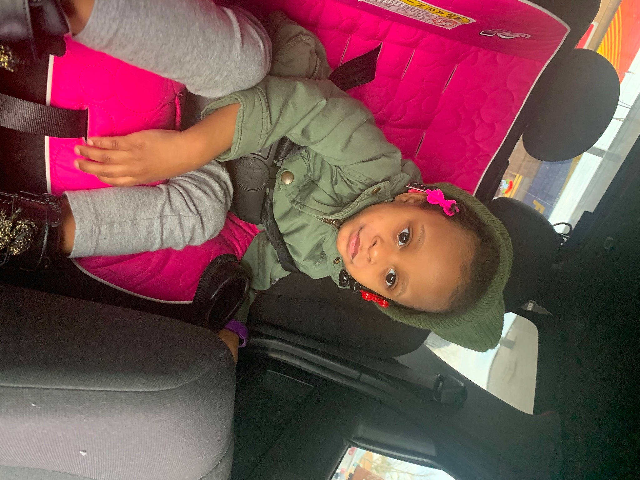 Skai Marie joined the competition — help win amazing prizes! baby, bracelet, car_seat, child, comfort, lap, nail, person, pink, sofa_bed, toddler