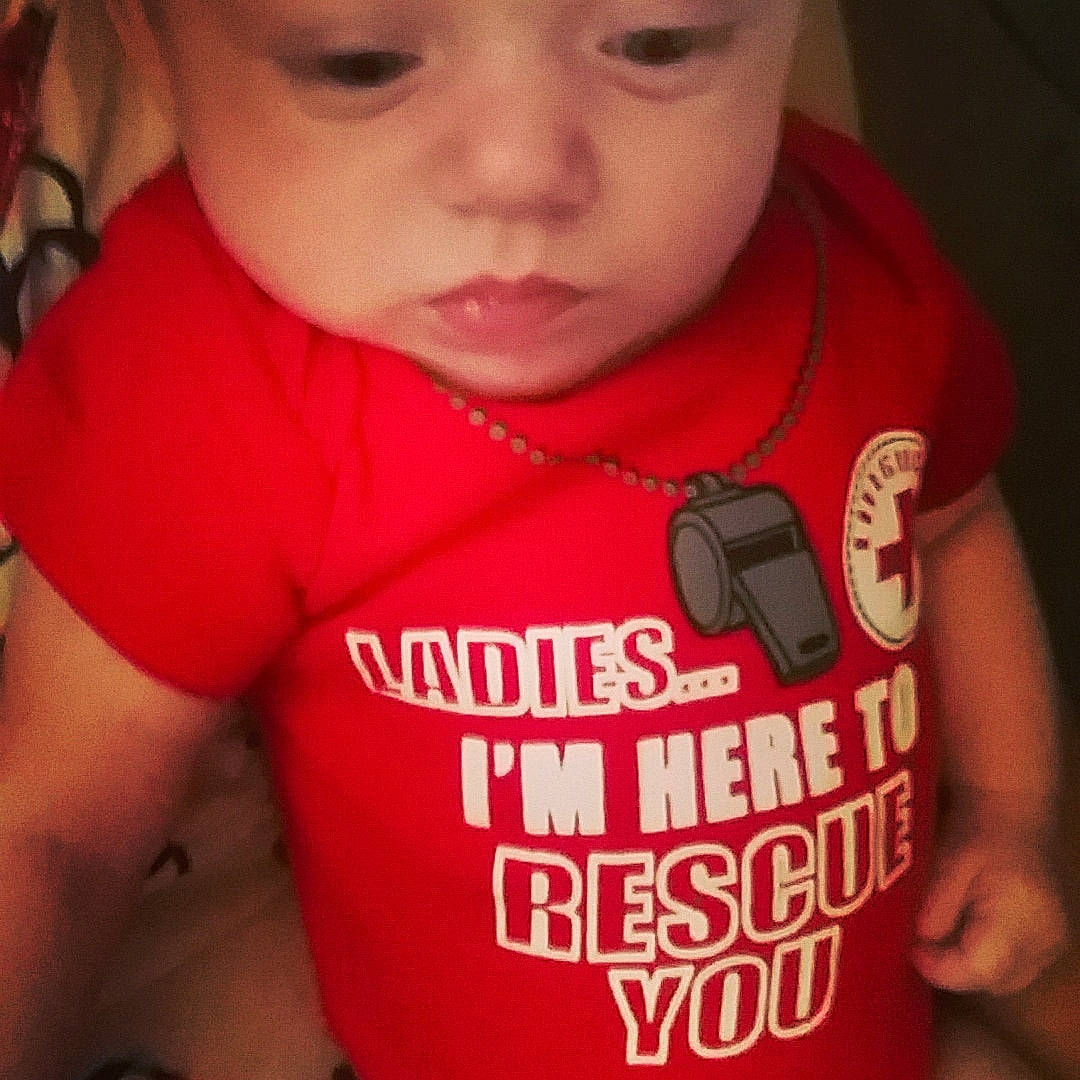 Neil joined the competition — help win amazing prizes! baby, child, cool, mouth, muscle, person, t_shirt, toddler, top