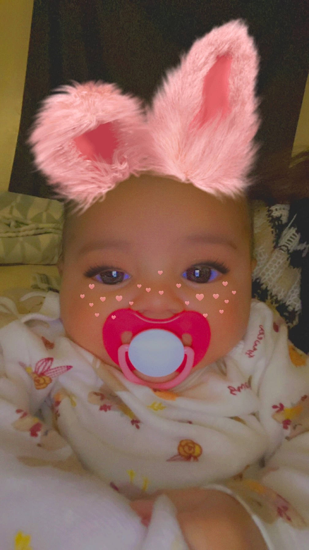 Kiara joined the competition — help win amazing prizes! baby, baby_toddler_clothing, chair, cheek, comfort_food, ear, eye, eyebrow, eyelash, face, fawn, fur, hair_accessory, happy, head, iris, nose, person, sweetness, tableware