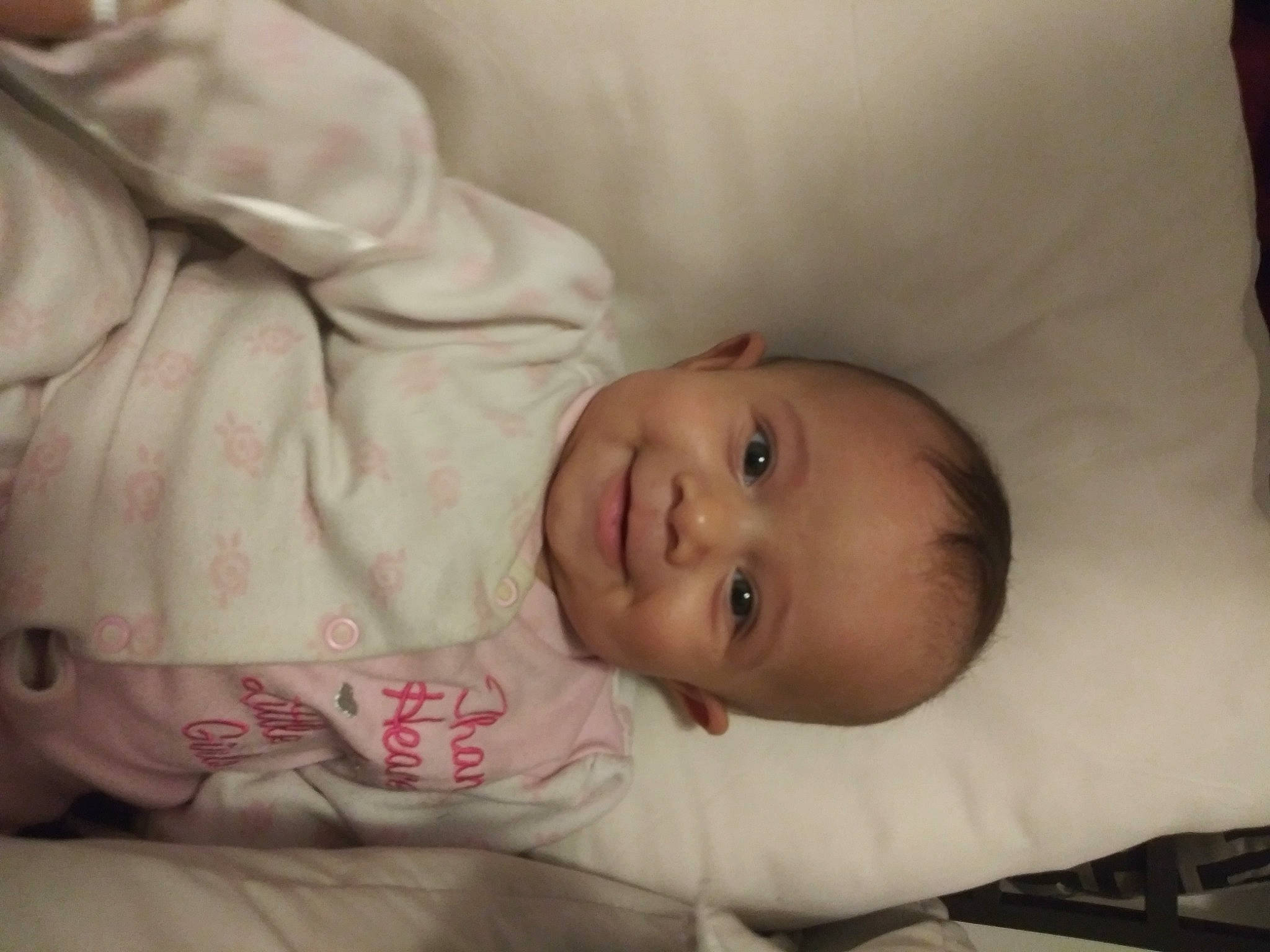 Anika is registered to the contest to win money with this photo: baby, bedtime, cheek, child, eye, face, head, joy, lip, mouth, nose, person, skin, smile, toddler