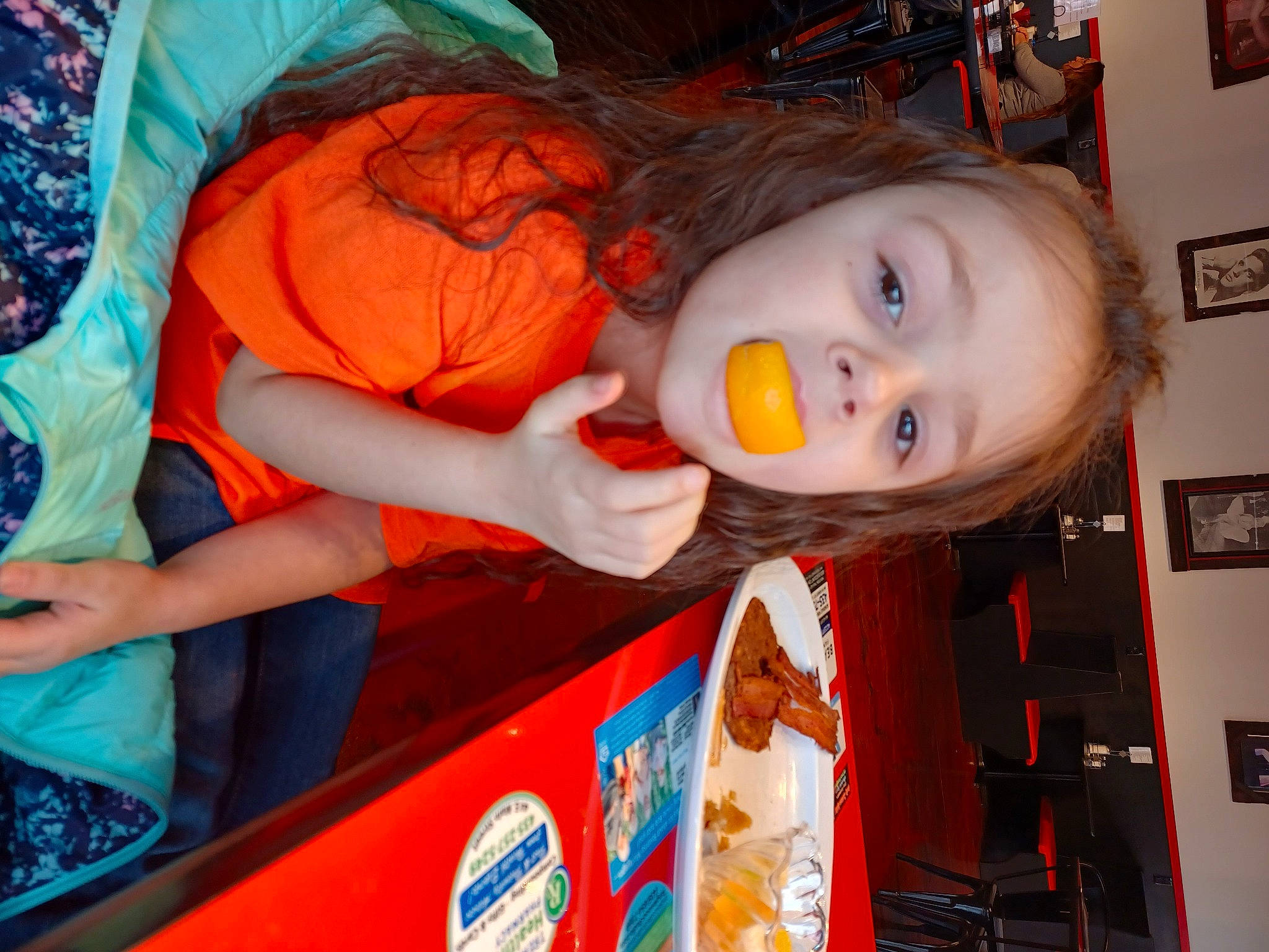 Liza joined the competition — help win amazing prizes! baby, baby_products, baby_toddler_clothing, child, fun, happy, mouth, orange, party, person, picture_frame, plastic, play, room, t_shirt, toddler, vacation