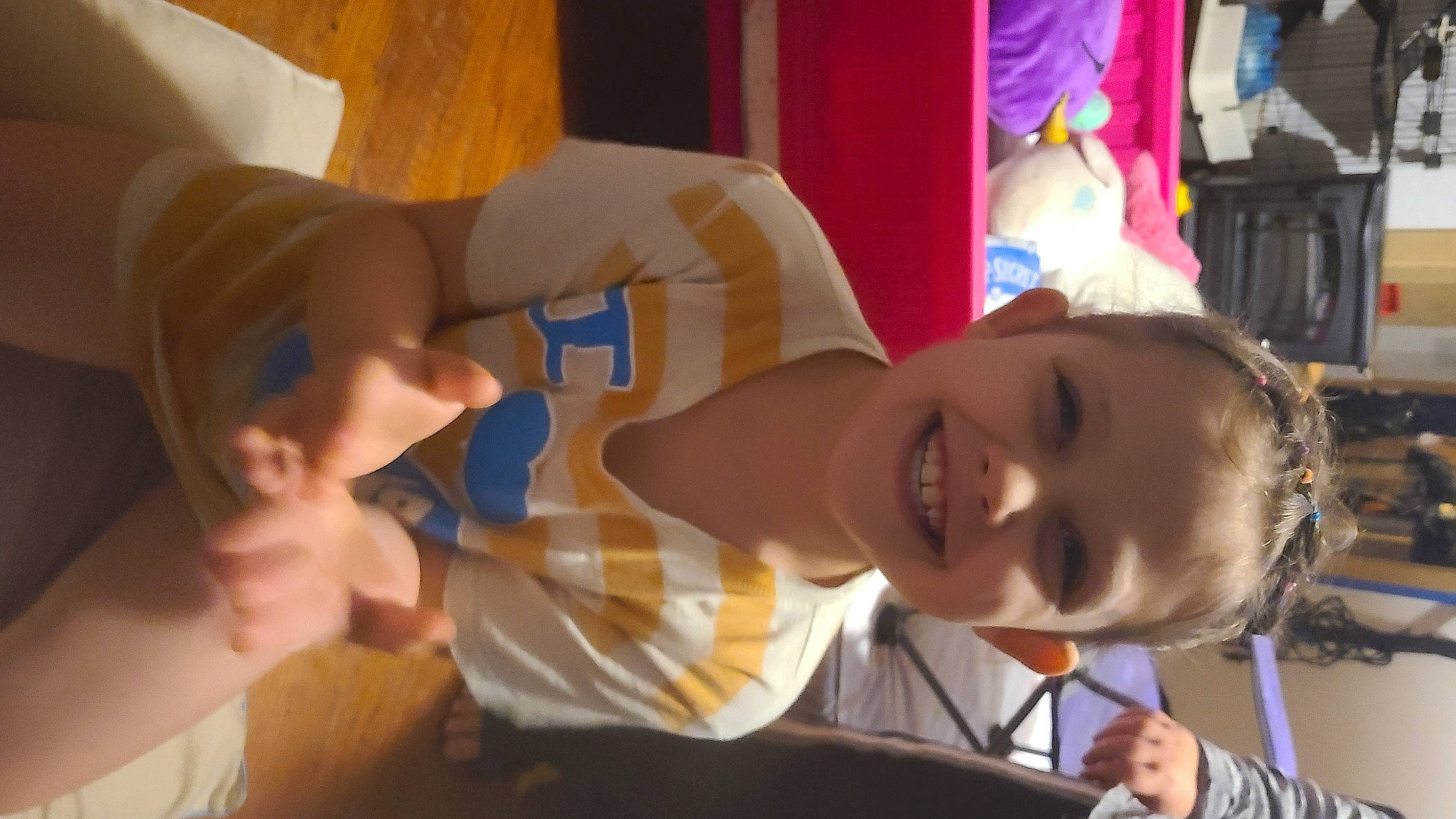 Dawn joined the competition — help win amazing prizes! arm, child, ear, event, eyewear, finger, fun, happy, hat, headgear, human_body, joy, leisure, mouth, nose, person, play, room, skin, smile