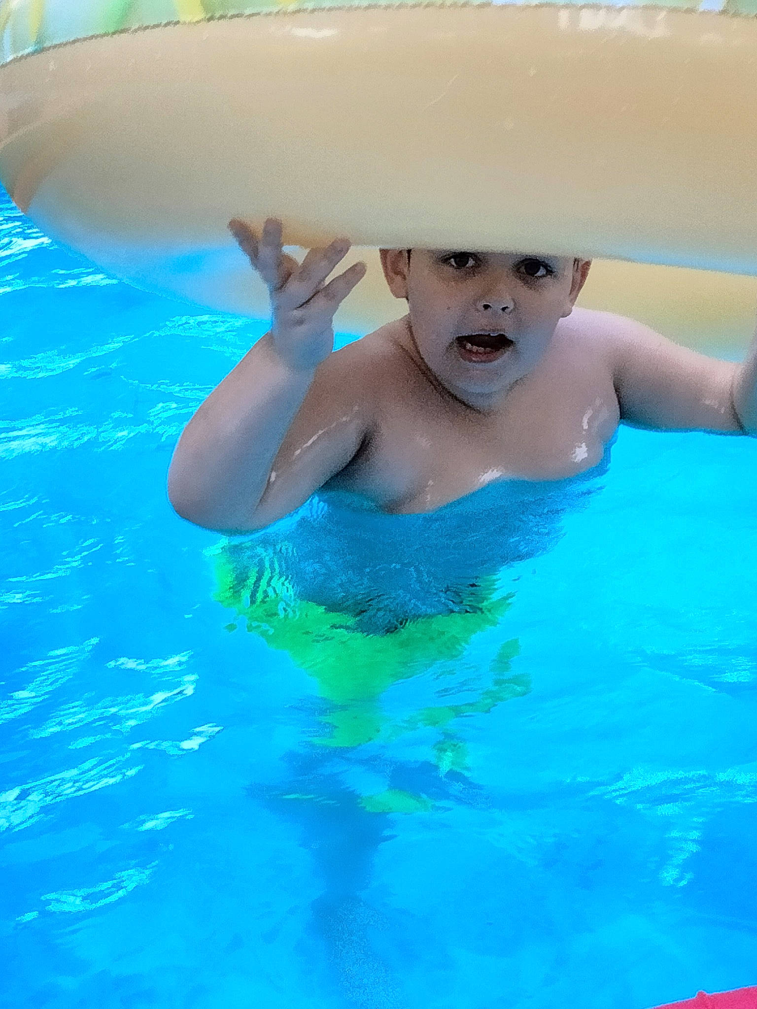 Robert joined the competition — help win amazing prizes! aqua, azure, baby, bathing, blue, child, electric_blue, fun, happy, hat, headgear, inflatable, leisure, person, personal_protective_equipment, recreation, sun_hat, swimming_pool, swimwear, toddler