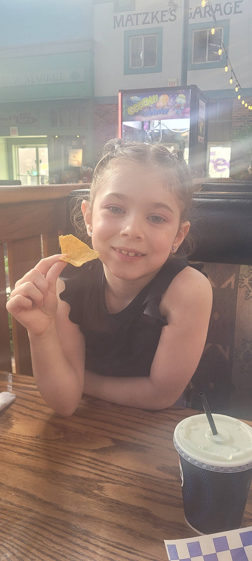 Skyla joined the competition — help win amazing prizes! bodypart, child, cream, cutlery, dessert, face, female, finger, food, girl, hand, head, icecream, indoors, person, photography, portrait, restaurant, spoon, wood