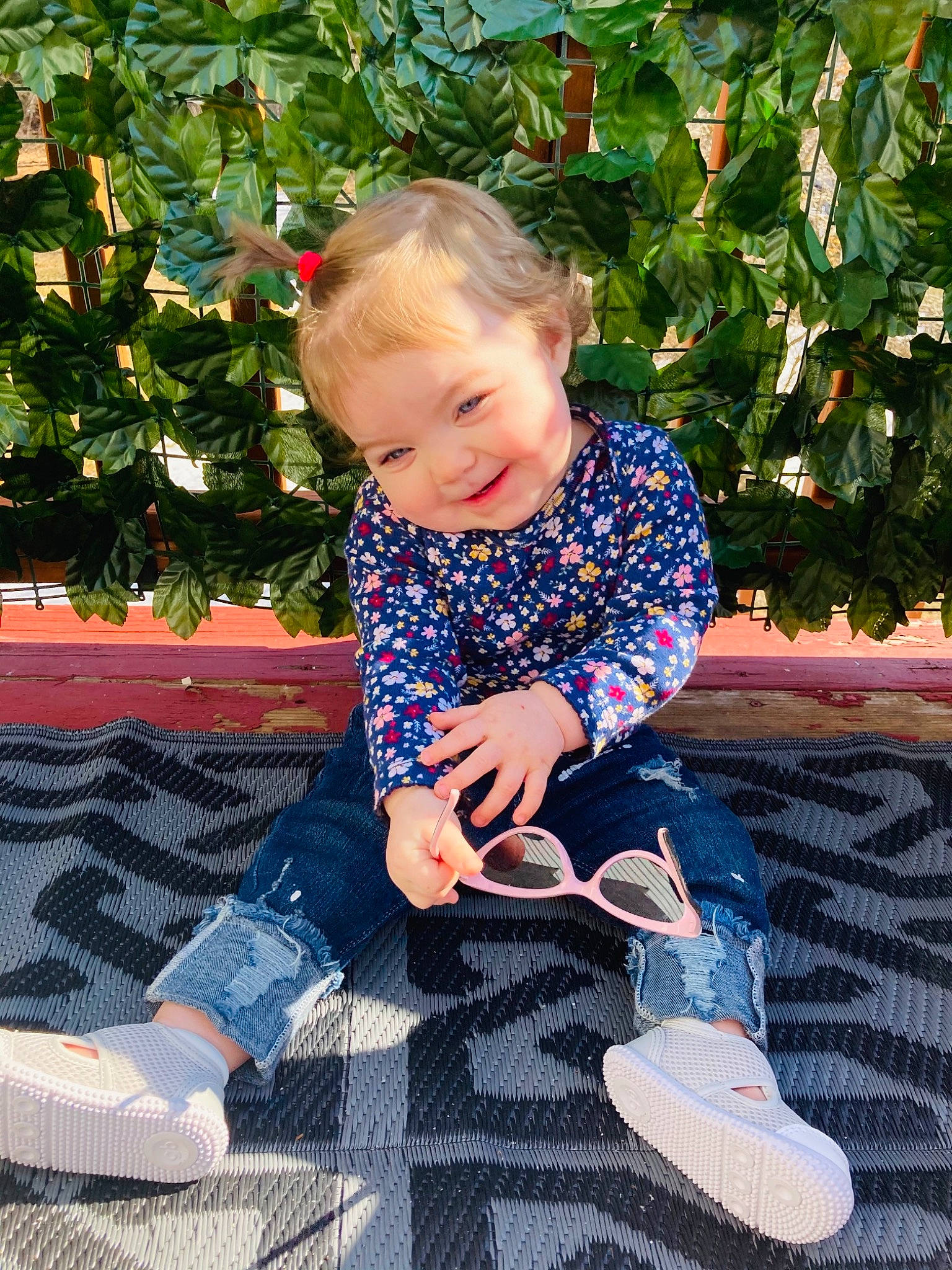 Charlie joined the competition — help win amazing prizes! baby, baby_toddler_clothing, child, fun, grass, hairstyle, happy, human_body, human_leg, leisure, pattern, people_in_nature, person, plant, shoe, smile, sneakers, sock, standing, toddler
