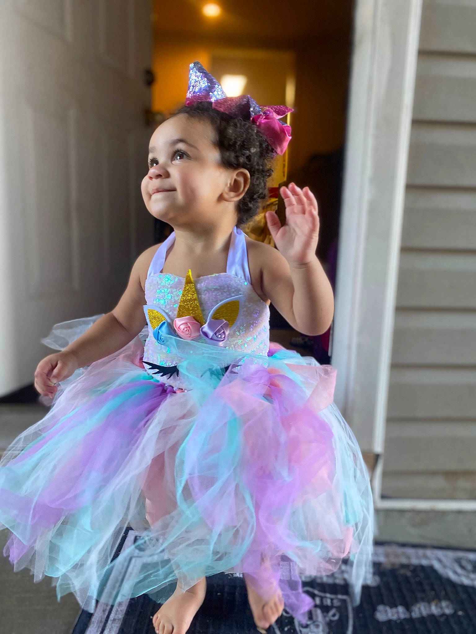 Adrianna is registered to the contest to win money with this photo: baby_toddler_clothing, ballet_tutu, child, costume, dress, entertainment, event, fashion_accessory, fashion_design, flash_photography, fun, happy, headpiece, magenta, performing_arts, person, pink, purple, ruffle, smile