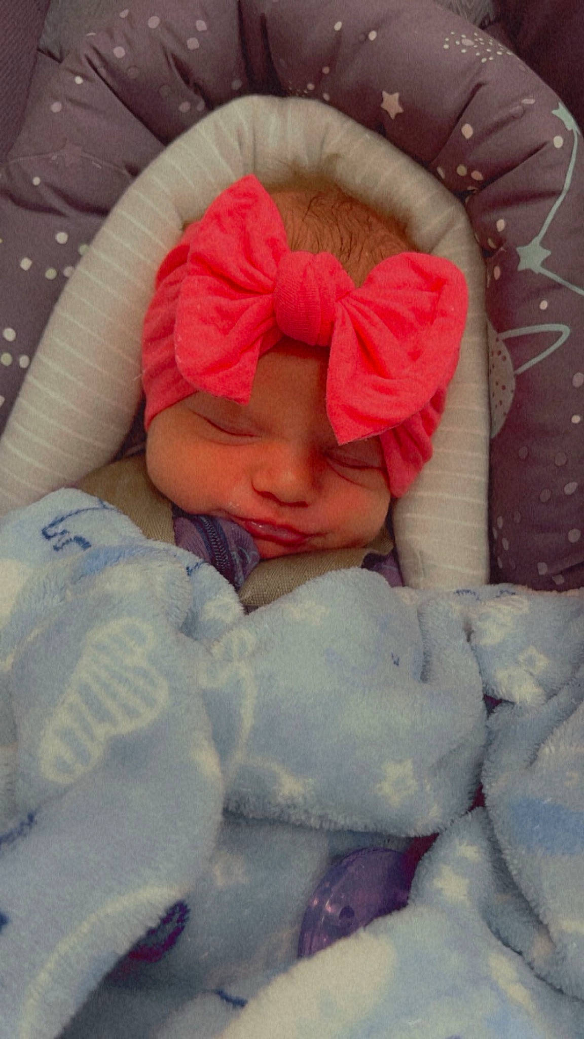 Sammy joined the competition — help win amazing prizes! baby, baby_sleeping, bed, bed_sheet, bedding, bedtime, carmine, child, comfort, fur, headwear, knit_cap, linens, nap, person, petal, pink, room, sleep, textile