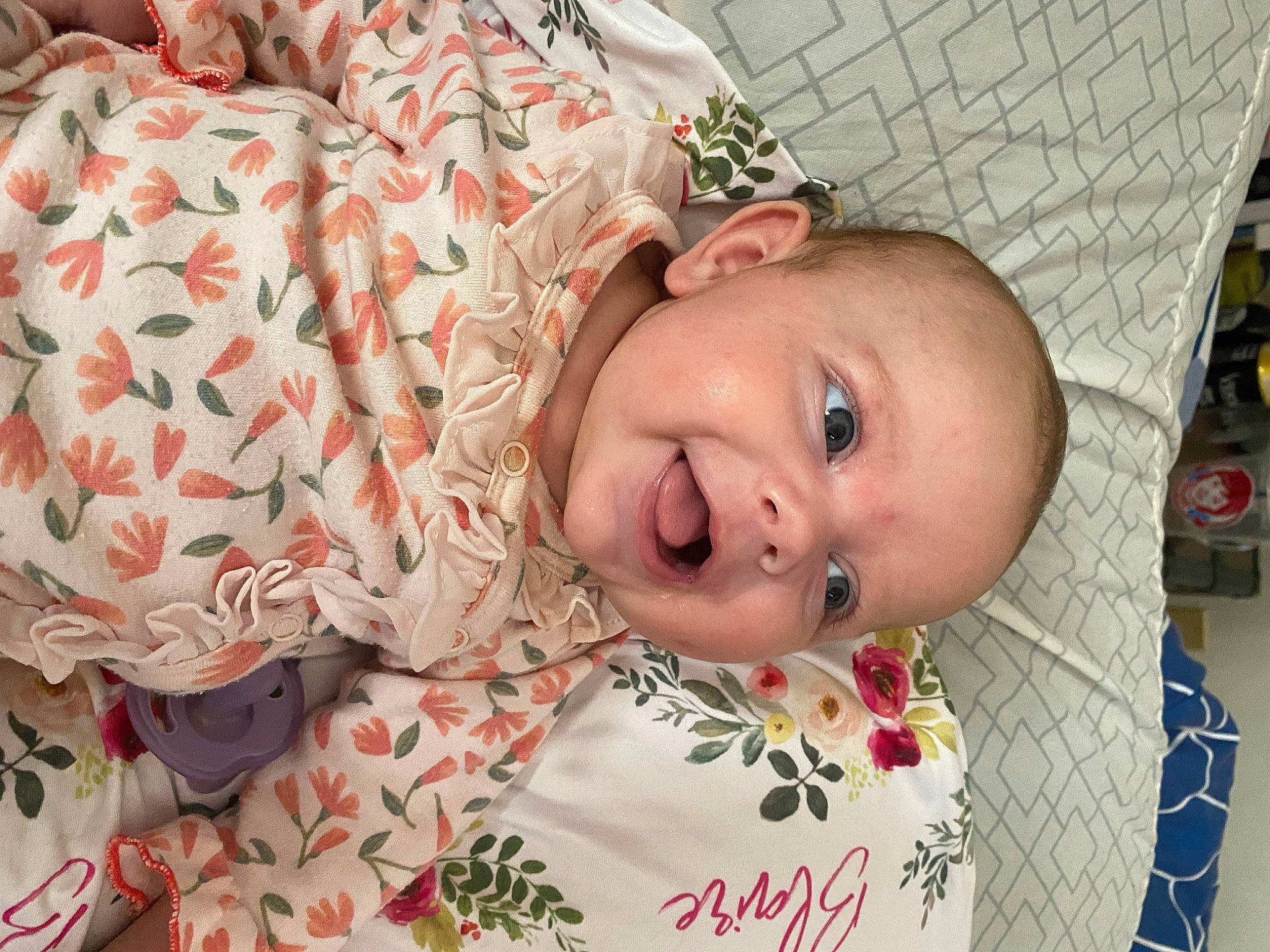 Blaire Avery is registered to the contest to win money with this photo: baby, baby_toddler_clothing, cheek, child, eye, face, happy, hat, head, lip, mammal, mouth, nose, pattern, person, plant, skin, sleeve, smile, textile