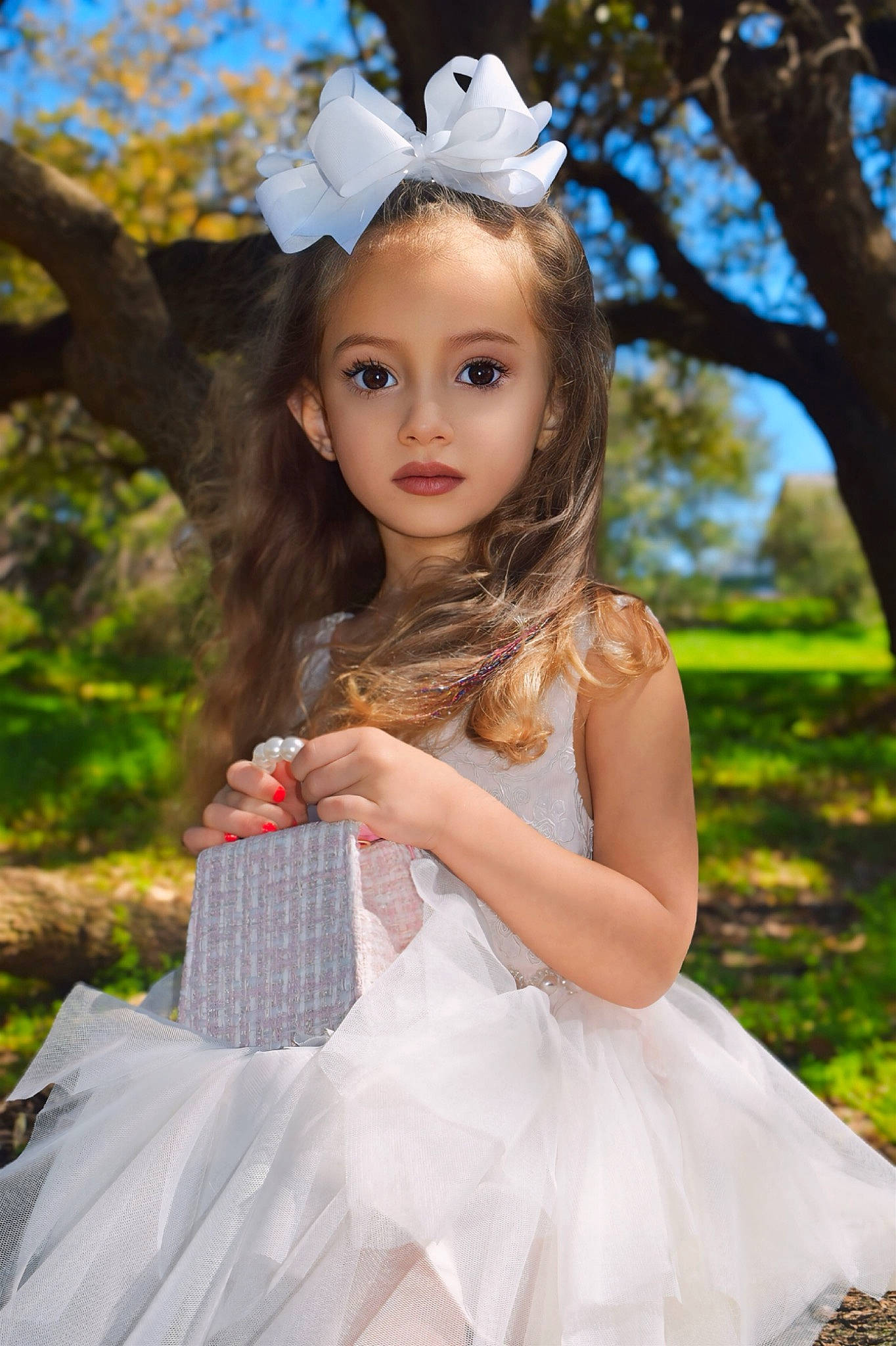 Izabella joined the competition — help win amazing prizes! clothing, dress, eye, eyelash, face, facial_expression, fashion, flash_photography, grass, hair, hairstyle, happy, iris, light, person, pink, plant, skin, toy, tree