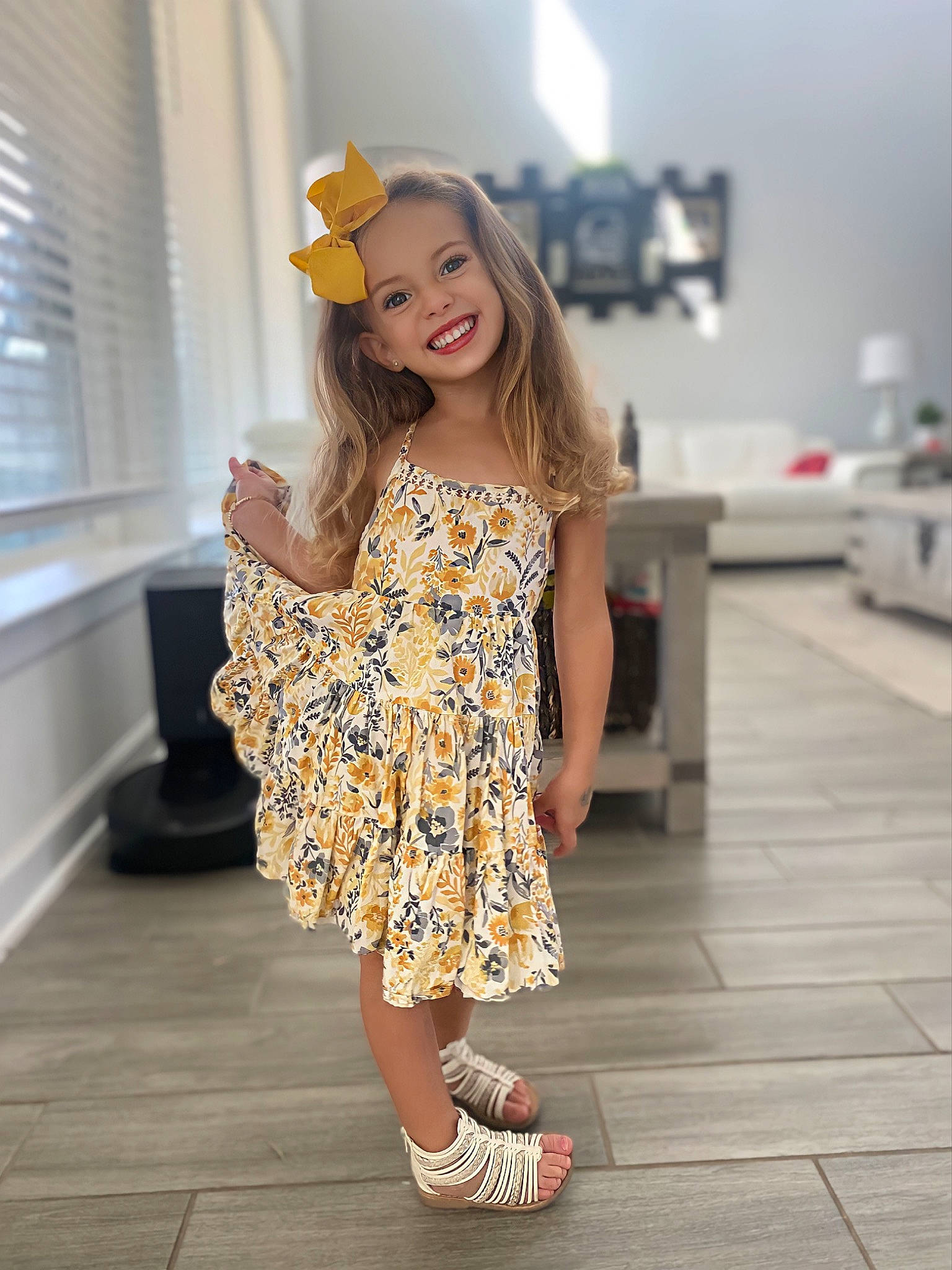 Izabella is registered to the contest to win money with this photo: automotive_design, day_dress, dress, fashion_design, fashion_model, flooring, happy, hat, headwear, joint, joy, leg, long_hair, person, shoe, shoulder, skin, sleeve, smile, standing