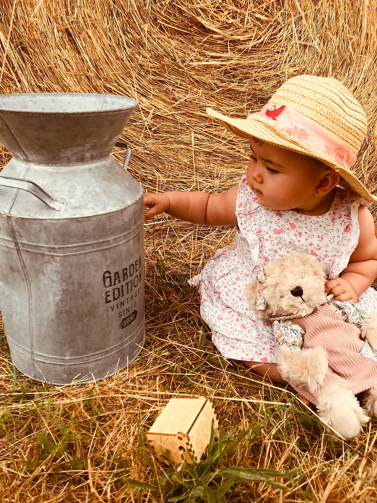 Rose participe au concours pour gagner de l'argent avec cette photo : agriculture, baby_toddler_clothing, cap, child, cylinder, grass, grass_family, happy, hat, headwear, landscape, mammal, people_in_nature, person, photograph, plant, soil, sun_hat, sunglasses, toddler