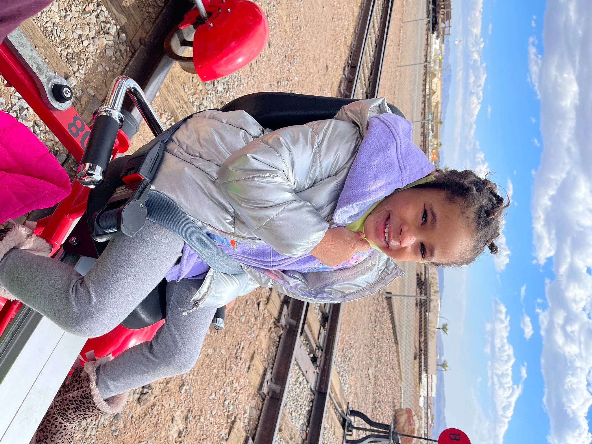 Savanna is registered to the contest to win money with this photo: blue, cloud, cool, electric_blue, fun, happy, joy, leisure, light, person, photograph, pink, recreation, red, shoe, sky, smile, snapshot, summer, travel