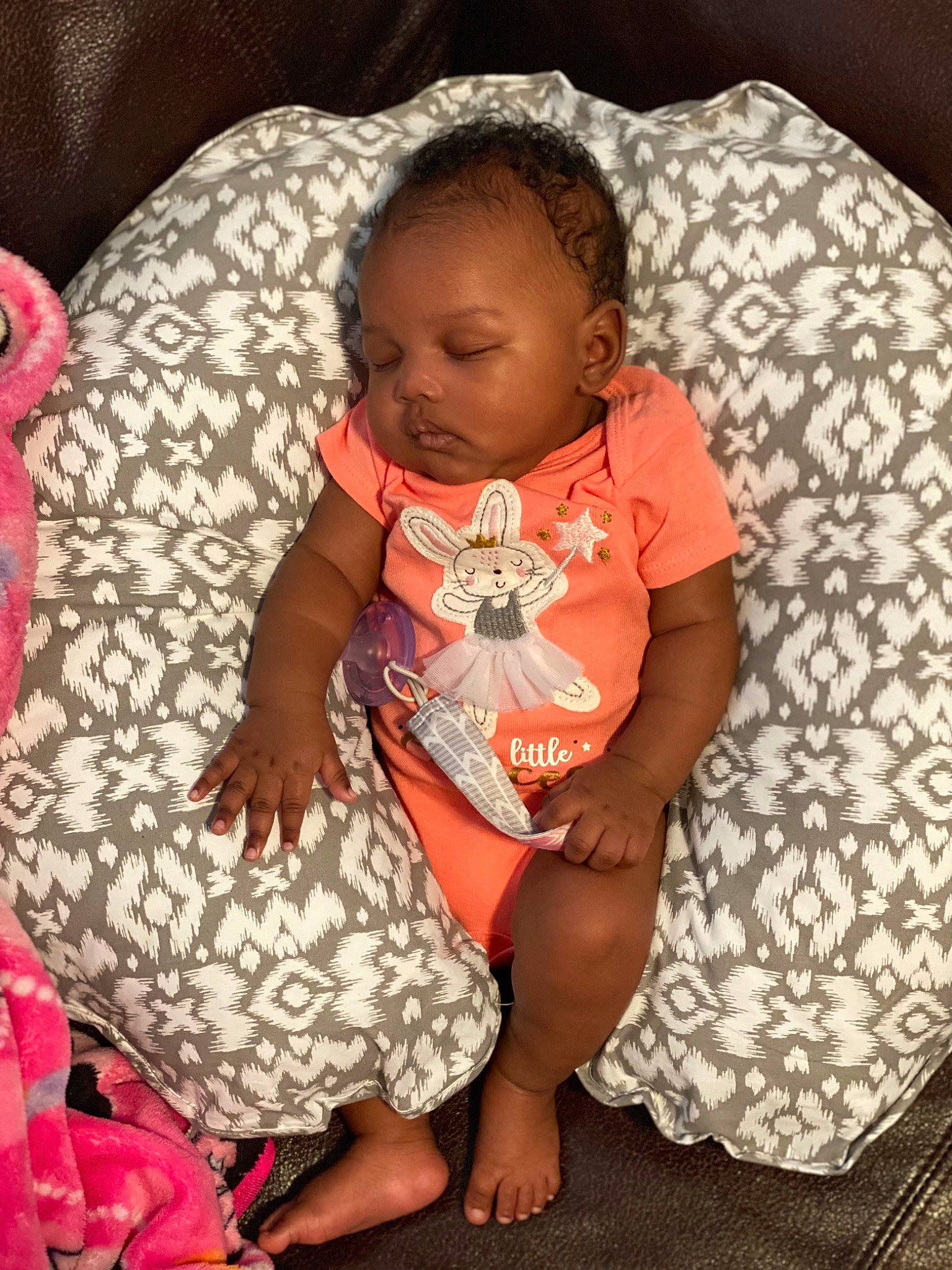 Amoura joined the competition — help win amazing prizes! baby, baby_toddler_clothing, cheek, comfort, face, facial_expression, hairstyle, happy, head, human, leg, mammal, mouth, organ, person, pink, product, skin, sleeve, textile