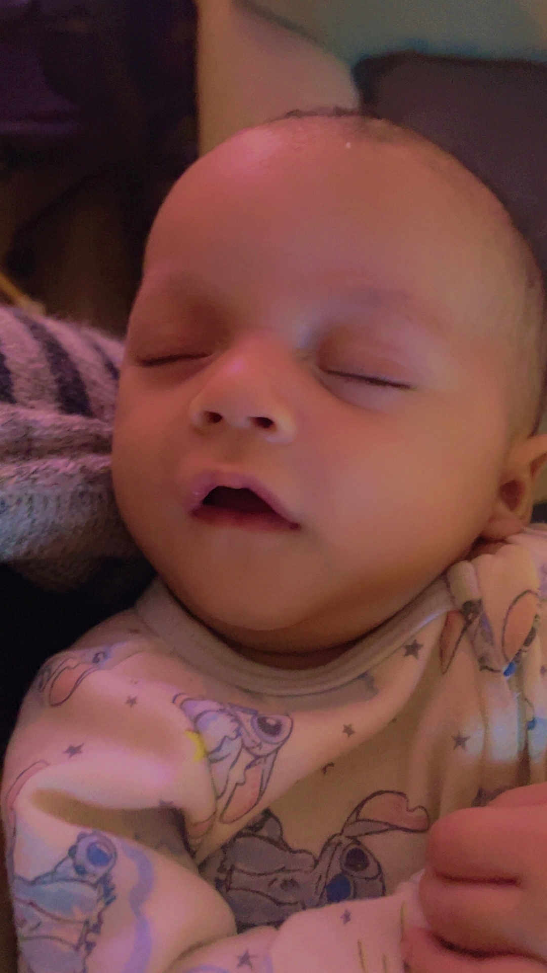 Rylannd joined the competition — help win amazing prizes! baby, blanket, cartoon_print, closeup, cute, eyes_closed, face, hand, head, indoor, infant, mouth_open, newborn, onesie, pillow, portrait, skin, sleep, sleeping, soft_lighting