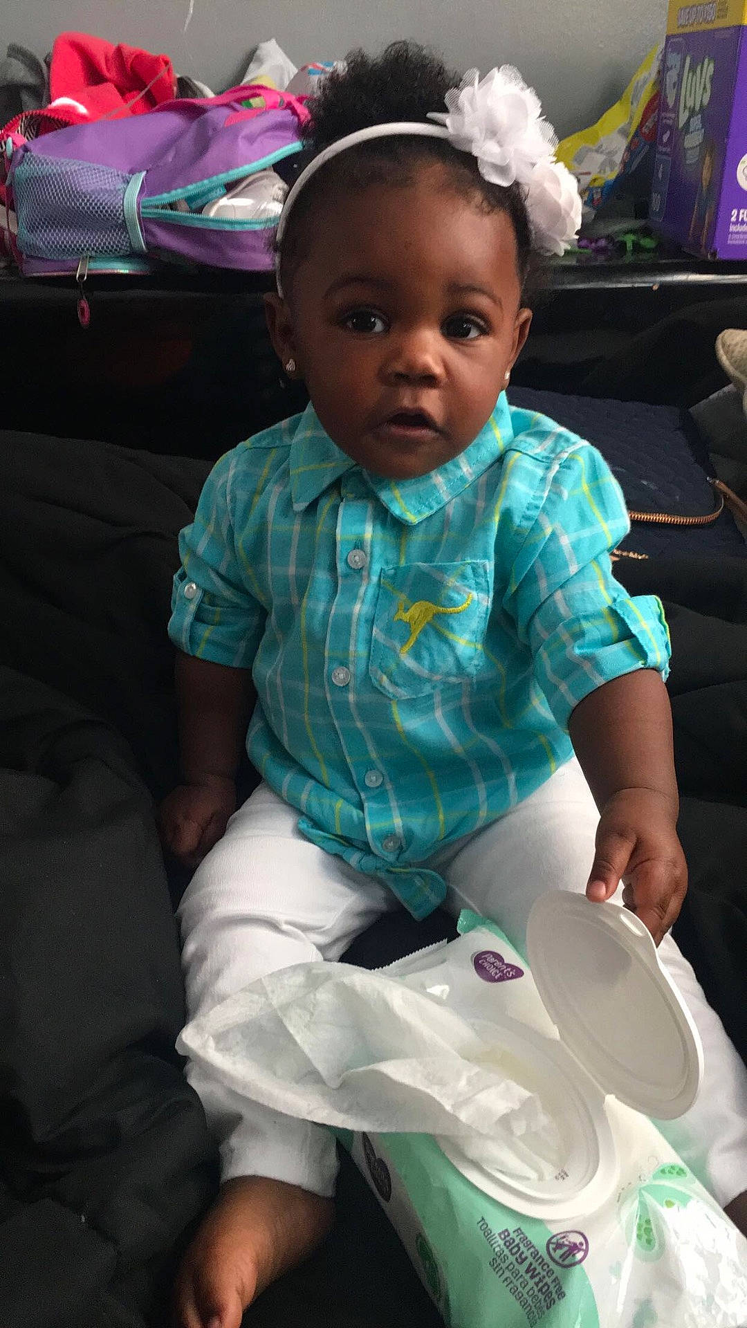 Maleah Williams joined the competition — help win amazing prizes! child, fun, girl, headgear, infant, person, pink, product, sitting, skin, smile, textile, toddler