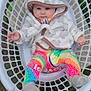 baby, bonnet, clothing, coat, face, footwear, furniture, grass, hat, head, hosiery, jacket, nature, outdoors, person, photography, plant, portrait, sock, toy