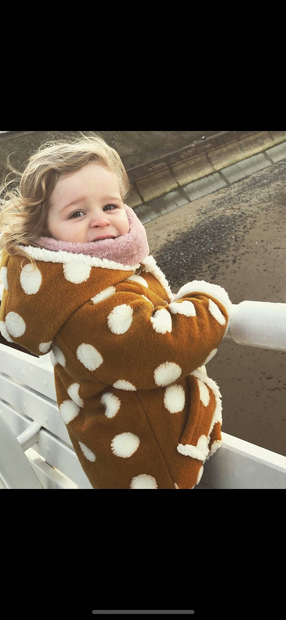 Amelie joined the competition — help win amazing prizes! baby, baby_products, baby_toddler_clothing, child, design, fawn, pattern, person, polka_dot, toddler