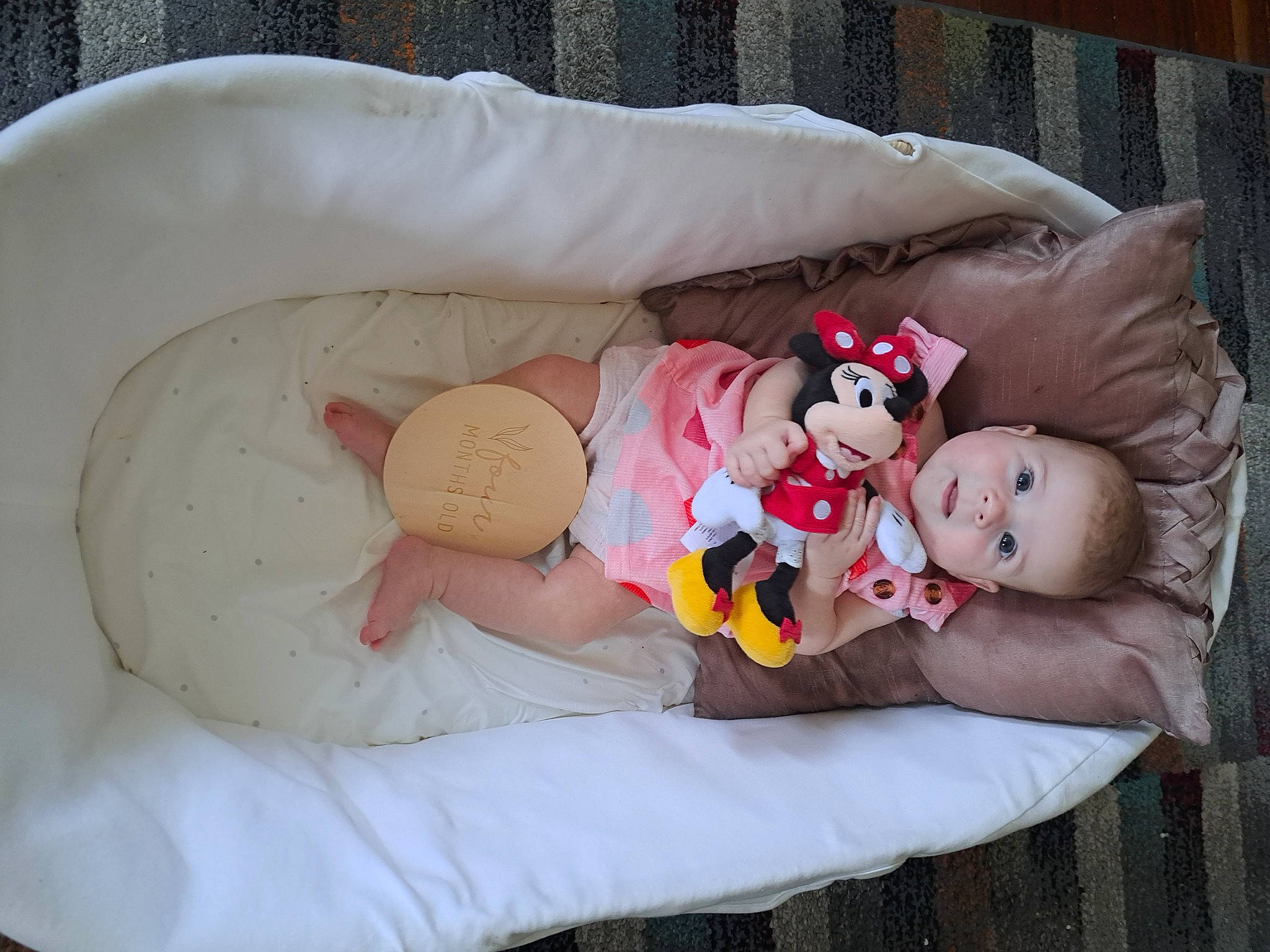 Freya is registered to the contest to win money with this photo: baby, baby_products, baby_sleeping, baby_toddler_clothing, bed, bedding, child, comfort, couch, doll, hand, head, lap, linens, person, pink, product, room, stuffed_toy, textile
